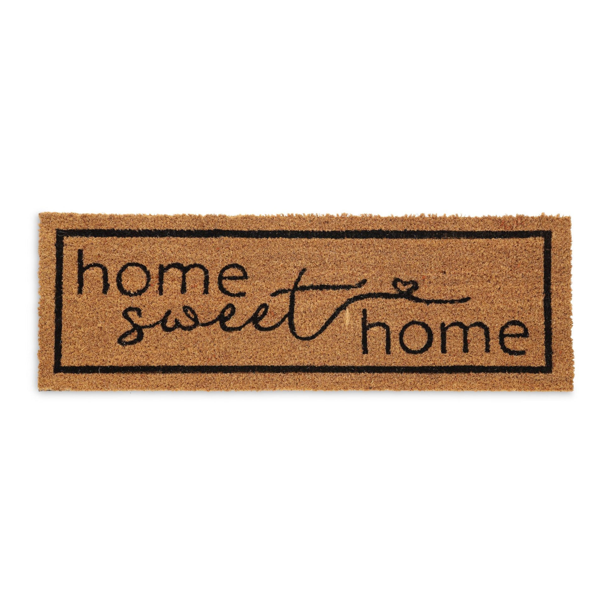 Kokos Fussmatte Home sweet Home Hellbraun-Schwarz von Relaxdays