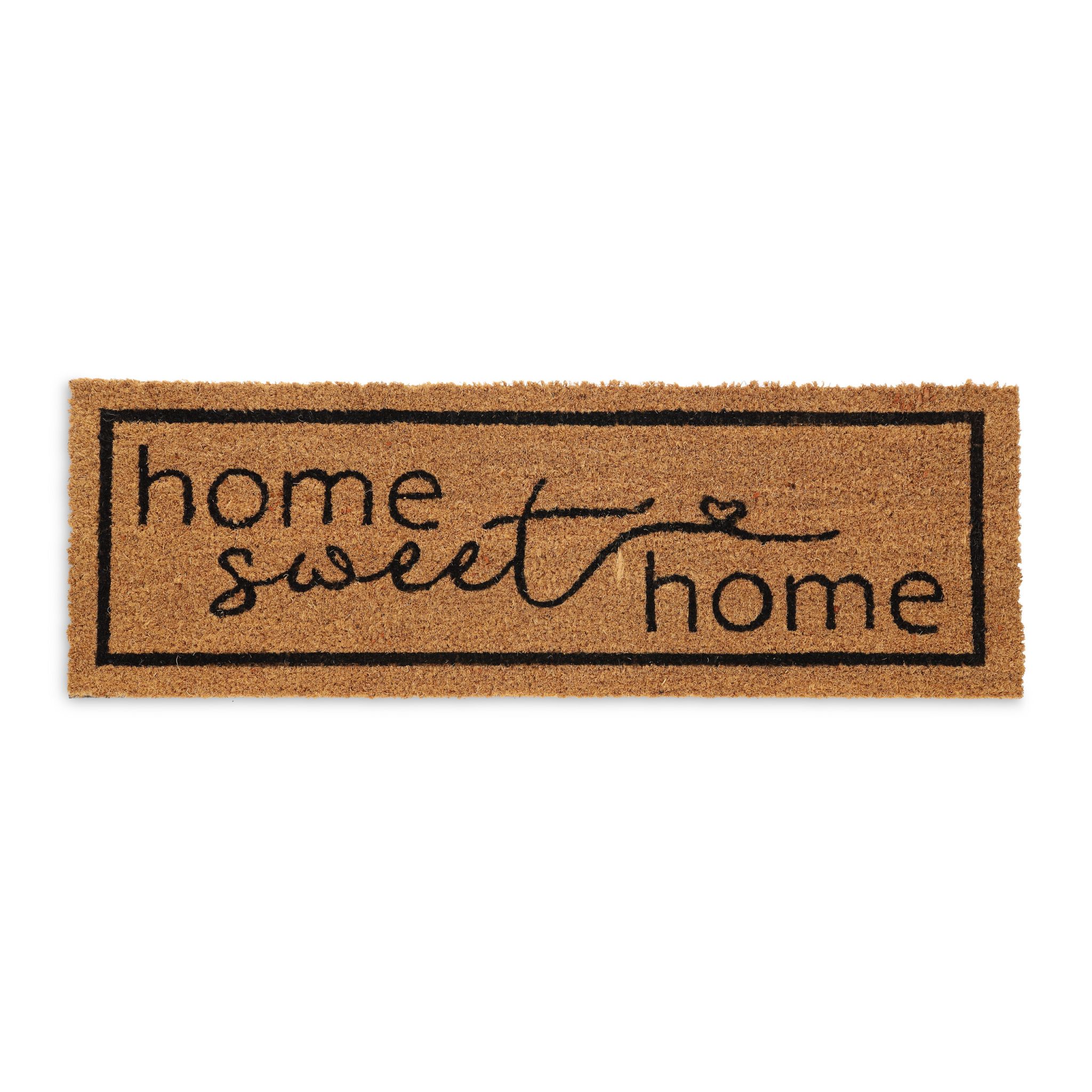 Kokos Fussmatte Home sweet Home Hellbraun-Schwarz von Relaxdays