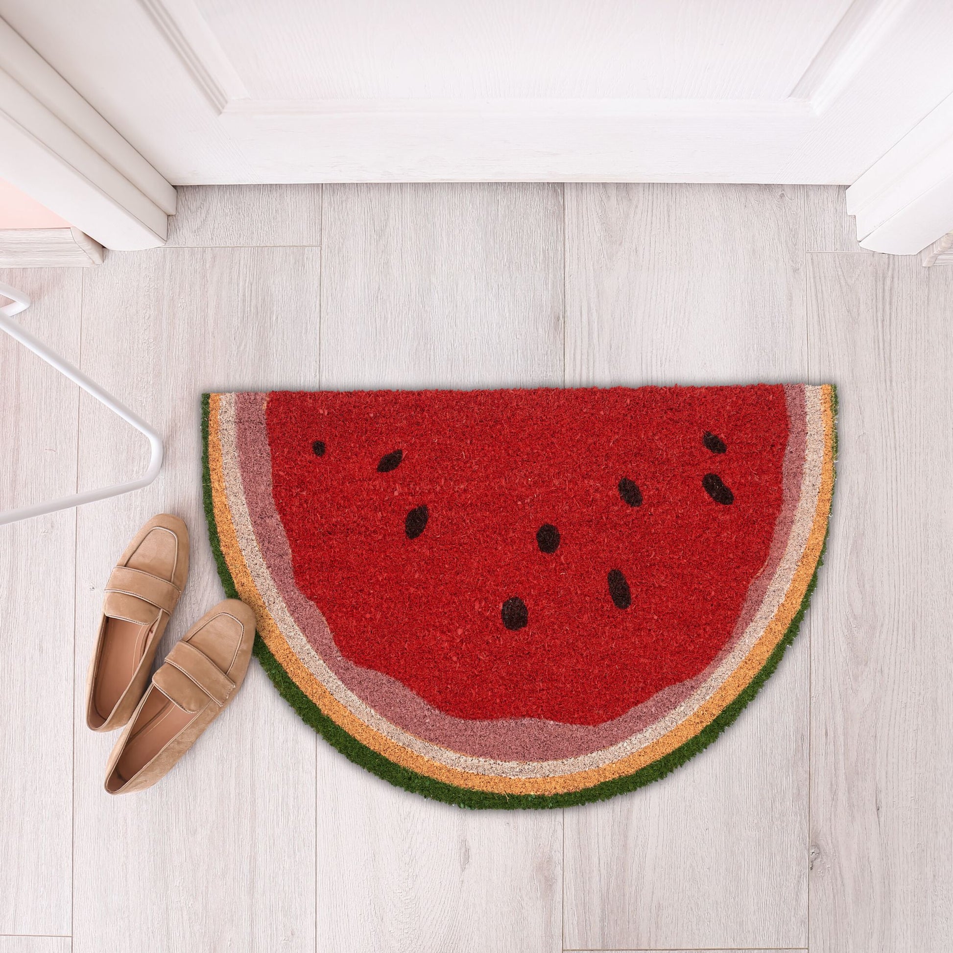 Halbrunde Fussmatte Wassermelone Gelb-Rot-Schwarz von Relaxdays