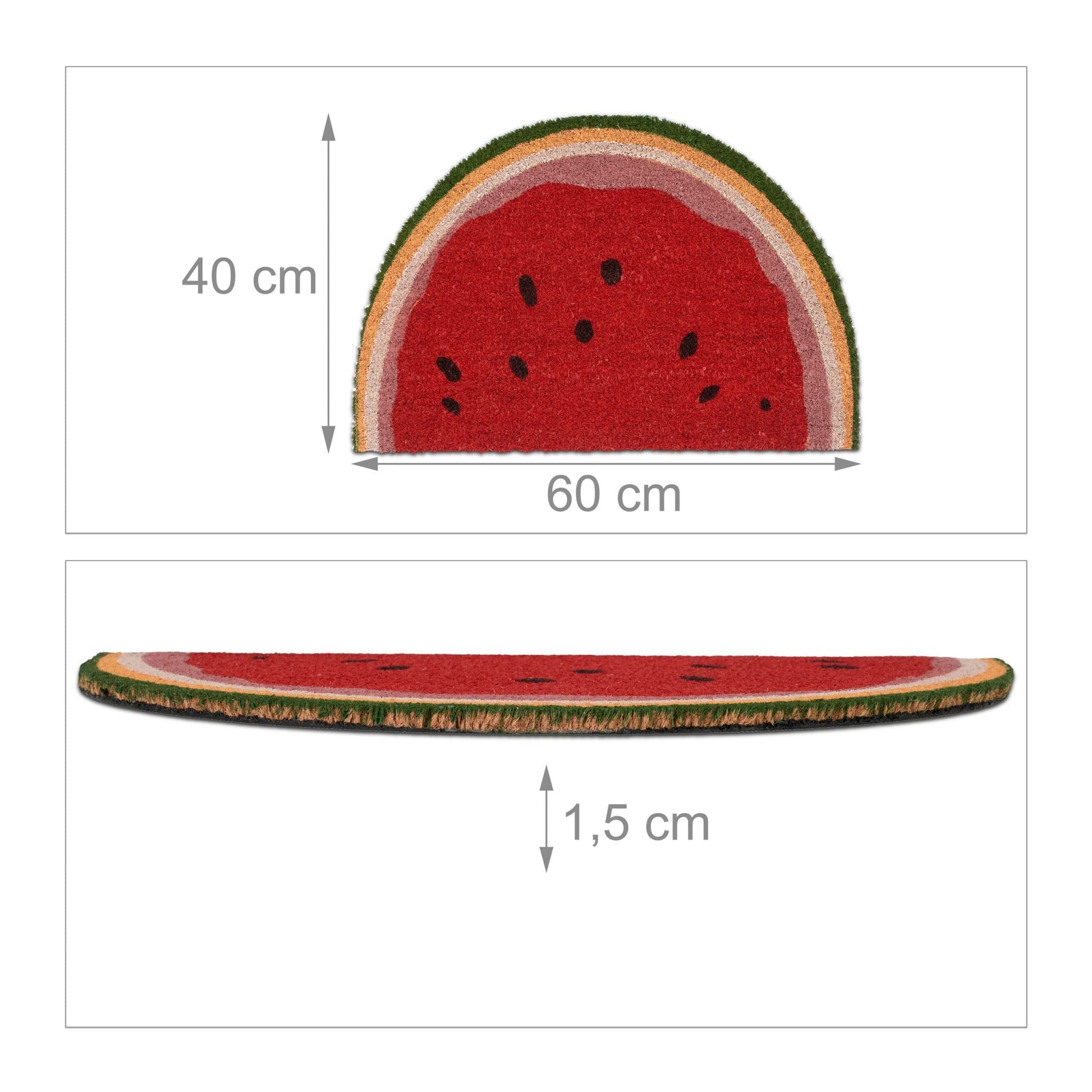 Halbrunde Fussmatte Wassermelone Gelb-Rot-Schwarz von Relaxdays
