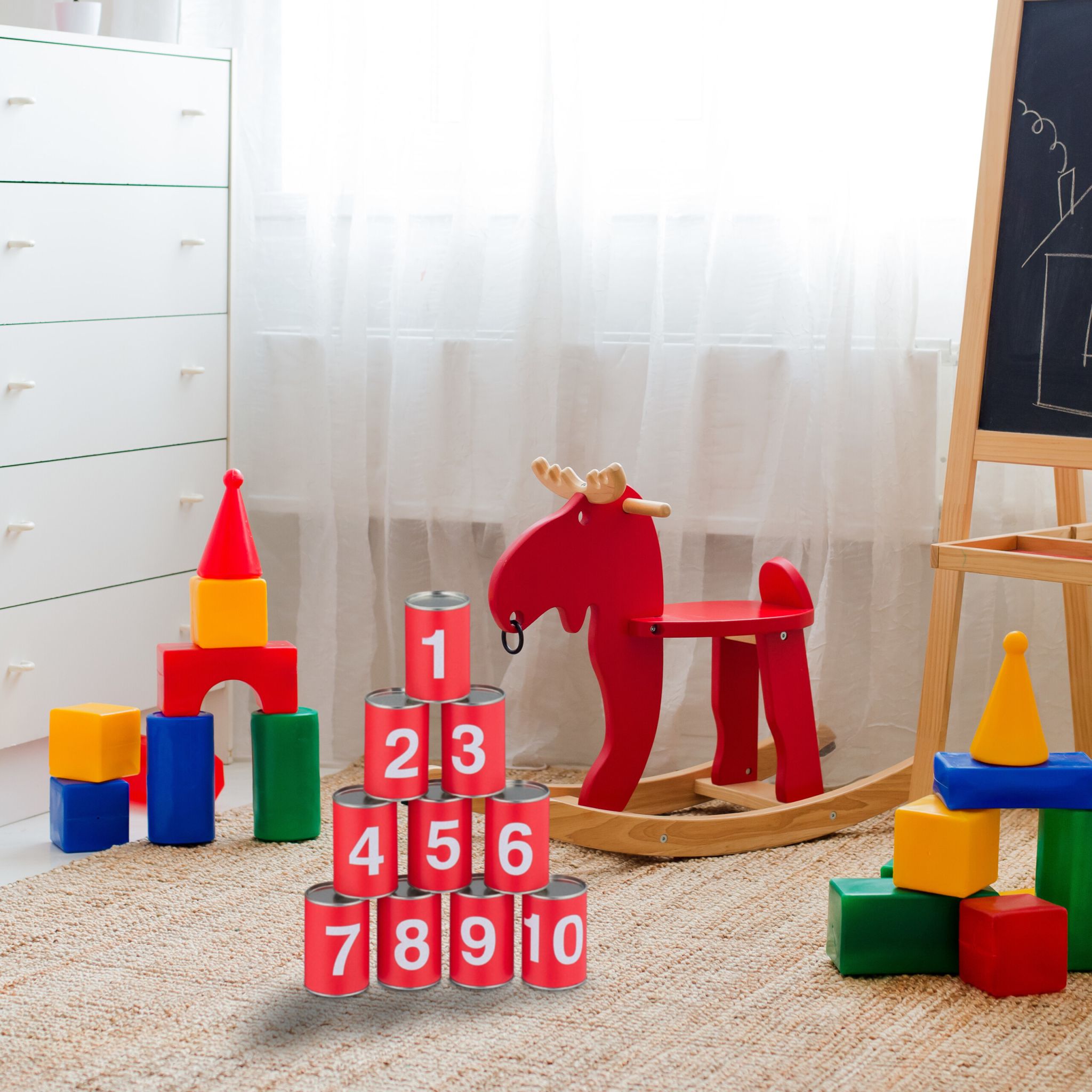 Dosenwerfen für Kinder Weiss-Orange-Rot von Relaxdays