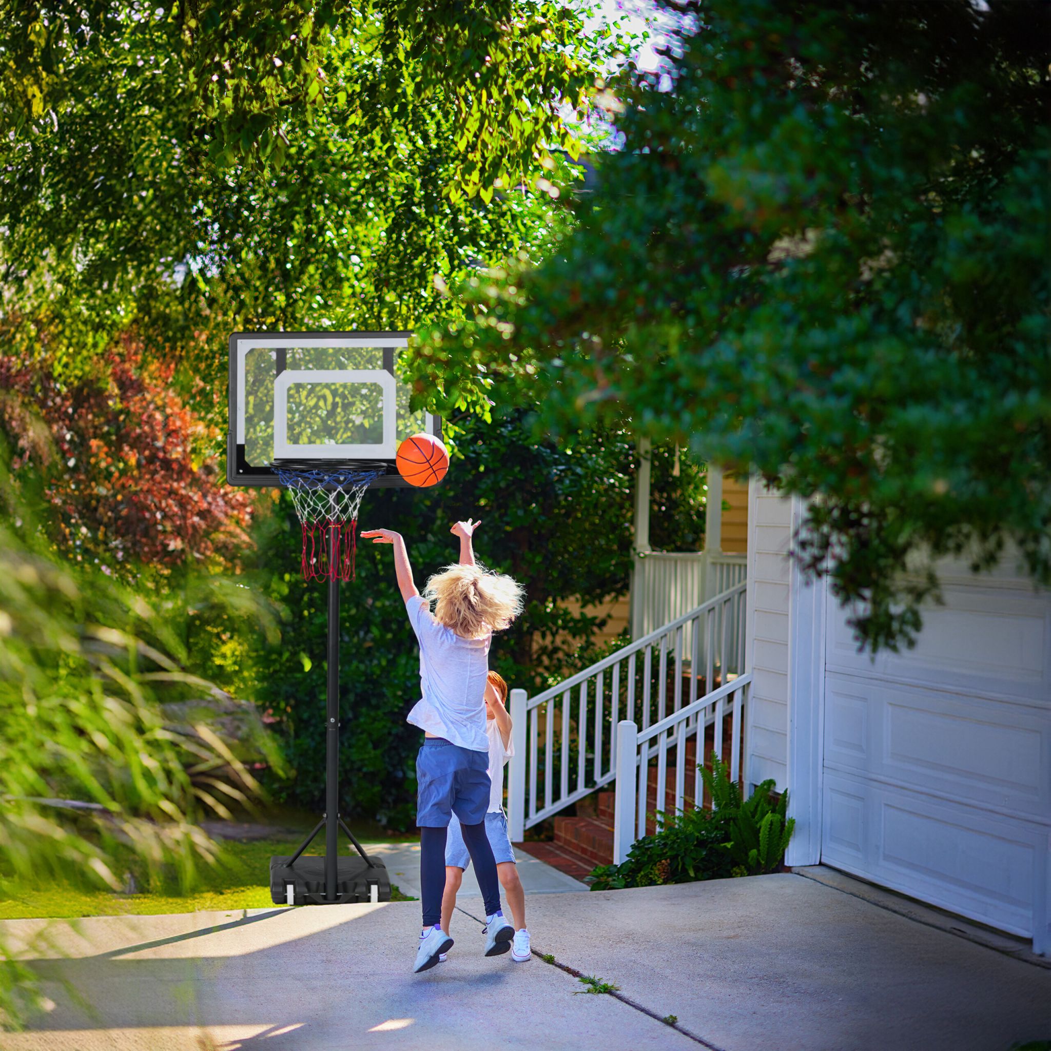 Basketballständer outdoor Weiss-Rot-Schwarz von Relaxdays