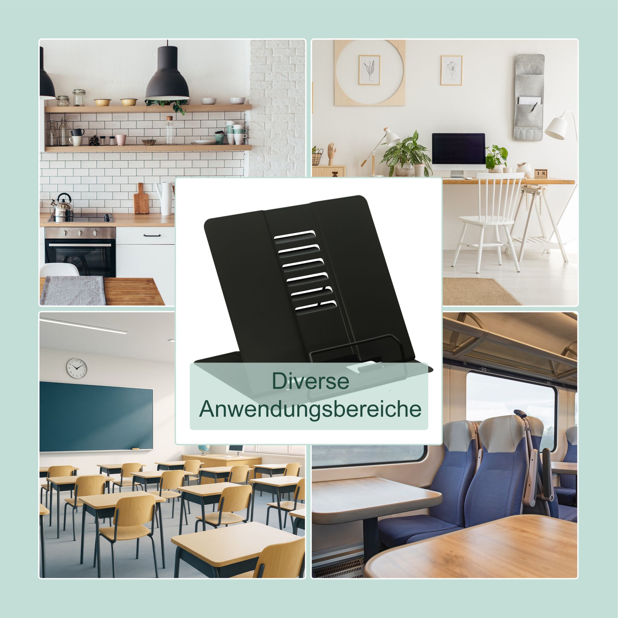 Buchständer 2er-Set höhenverstellbar Schwarz von Relaxdays