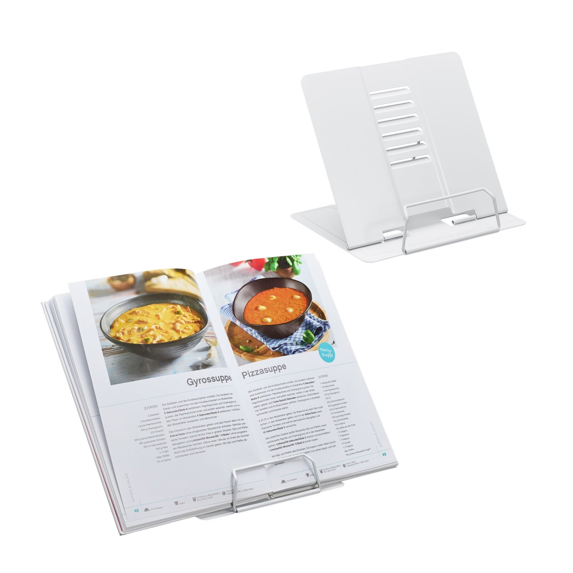 Buchständer 2er-Set höhenverstellbar Weiss von Relaxdays