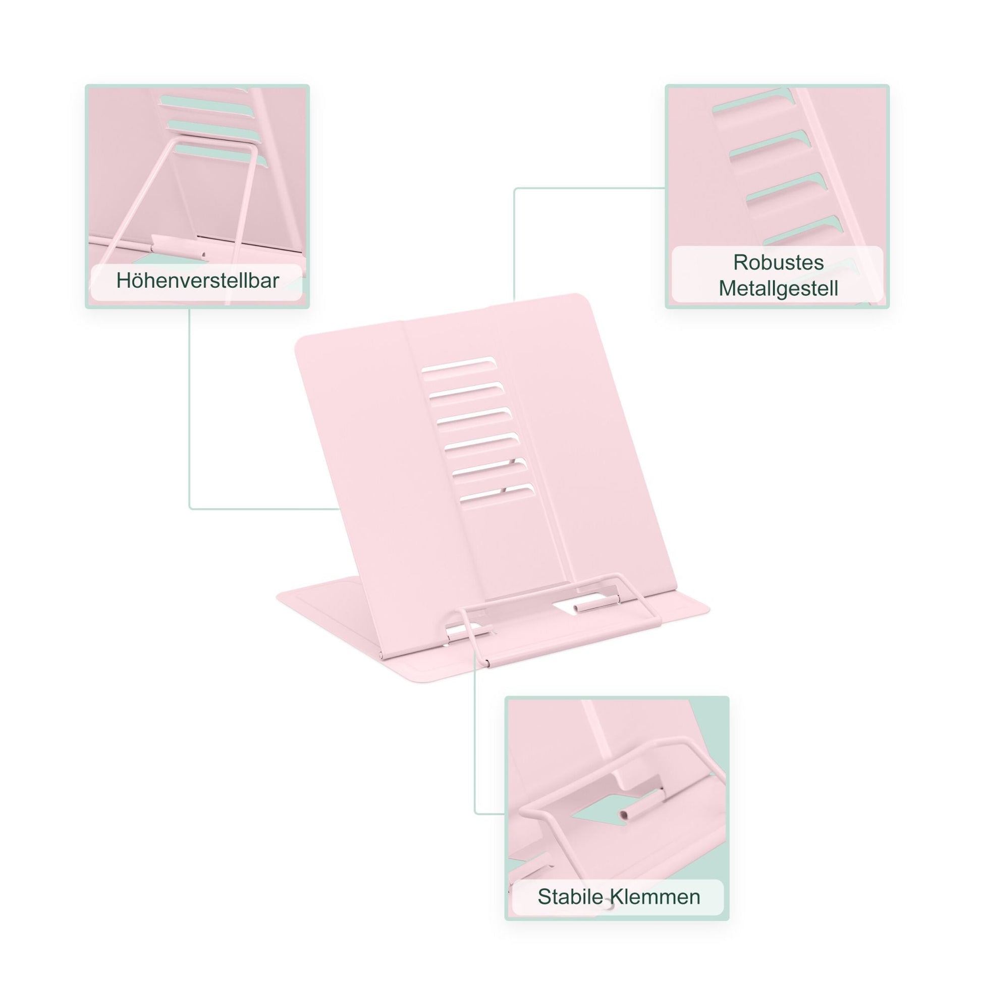 Buchständer 2er-Set höhenverstellbar Hellblau-Rosa von Relaxdays