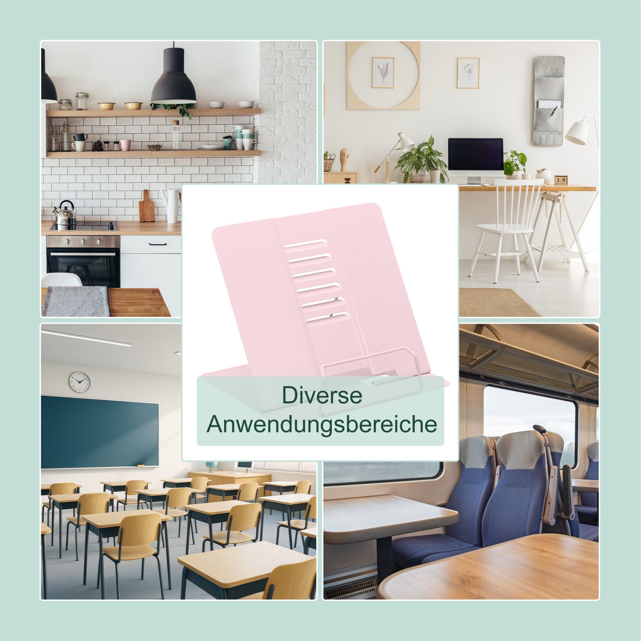 Buchständer 2er-Set höhenverstellbar Hellblau-Rosa von Relaxdays
