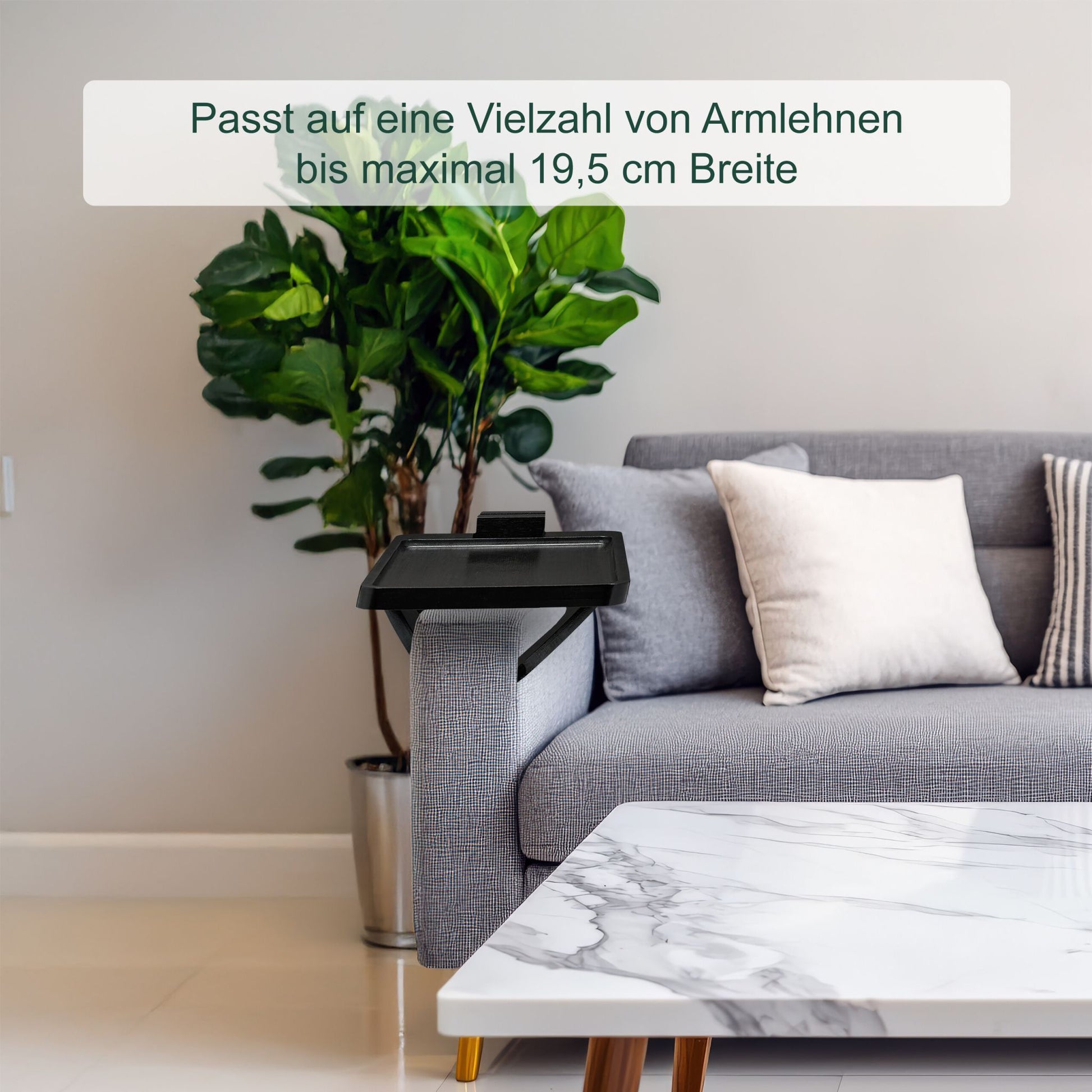 Sofatablett für Armlehne Schwarz von Relaxdays