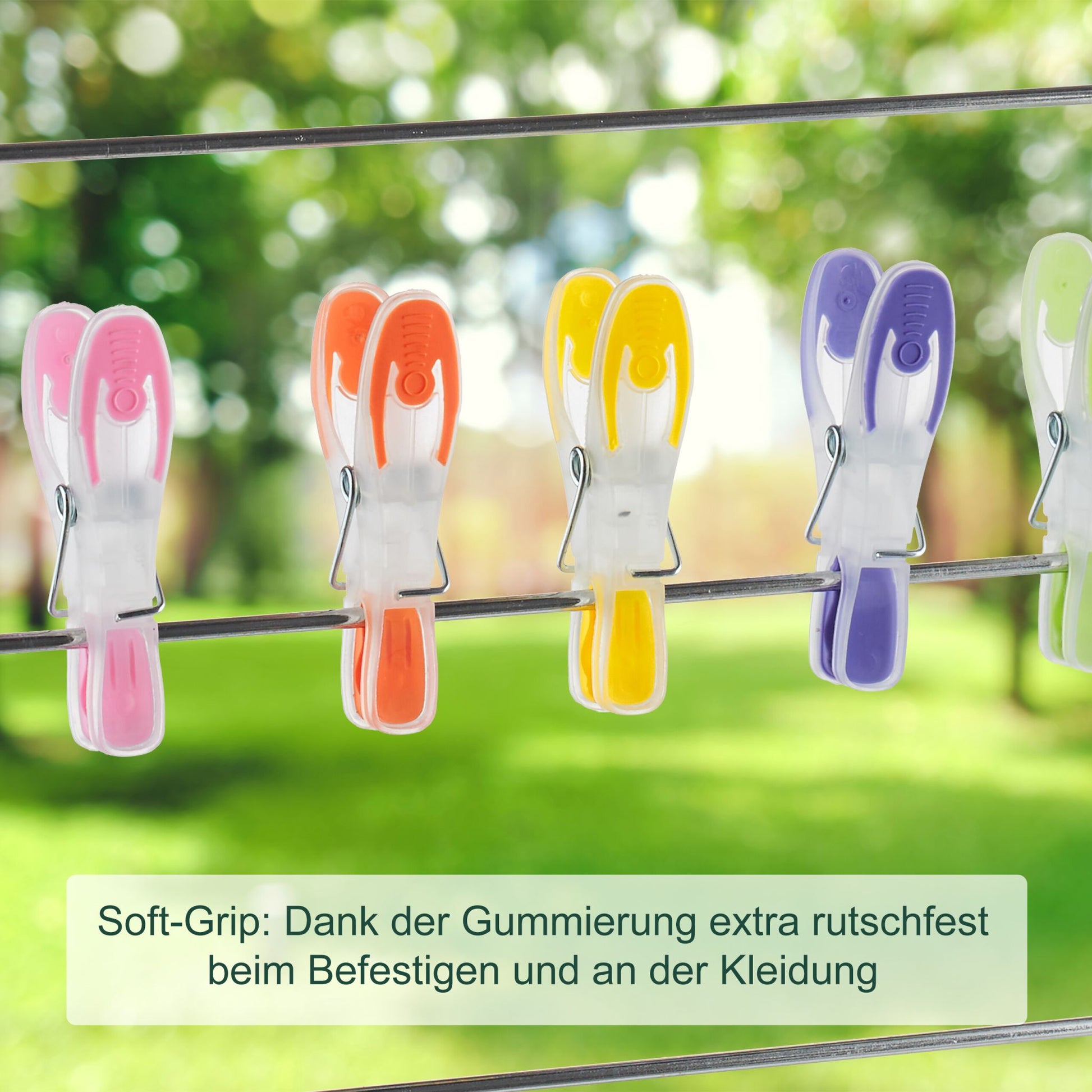 Wäscheklammern Soft-Grip 75 Stück Grün-Orange-Transparent von Relaxdays
