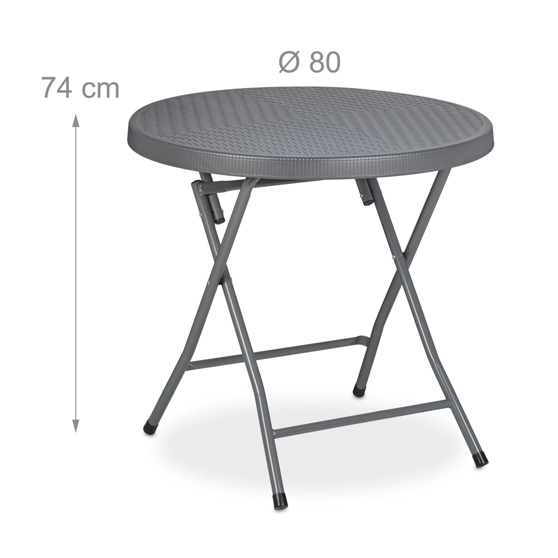 Klappbarer Gartentisch in Rattanoptik Schwarz-Grau von Relaxdays