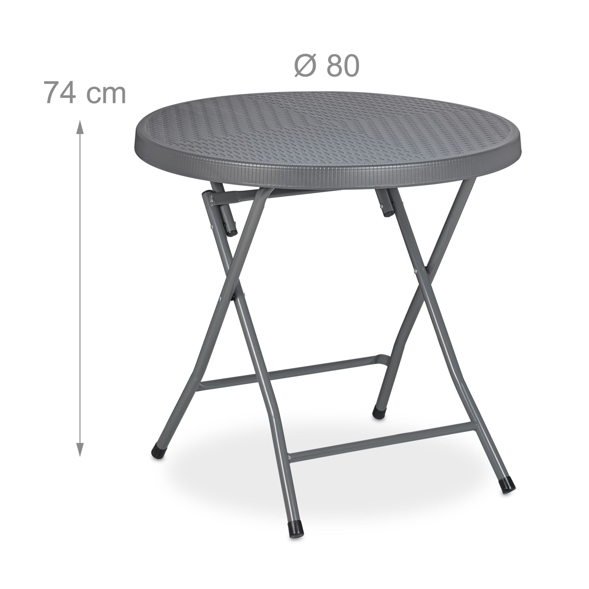 Klappbarer Gartentisch in Rattanoptik Schwarz-Grau von Relaxdays