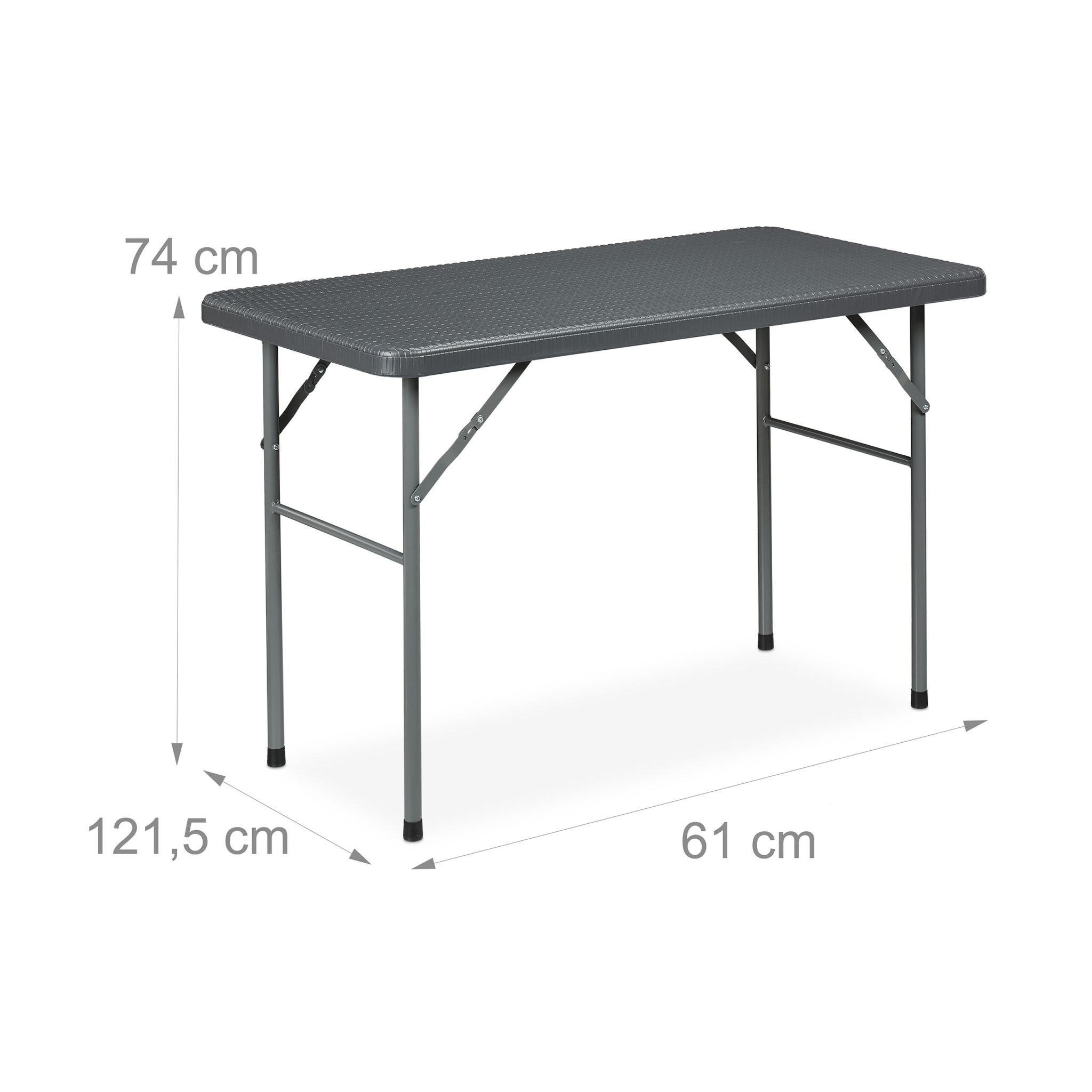 Klappbarer Gartentisch in Rattanoptik Schwarz-Grau von Relaxdays