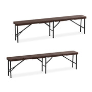 Bierbank 2er-Set 180cm Braun-Schwarz von Relaxdays