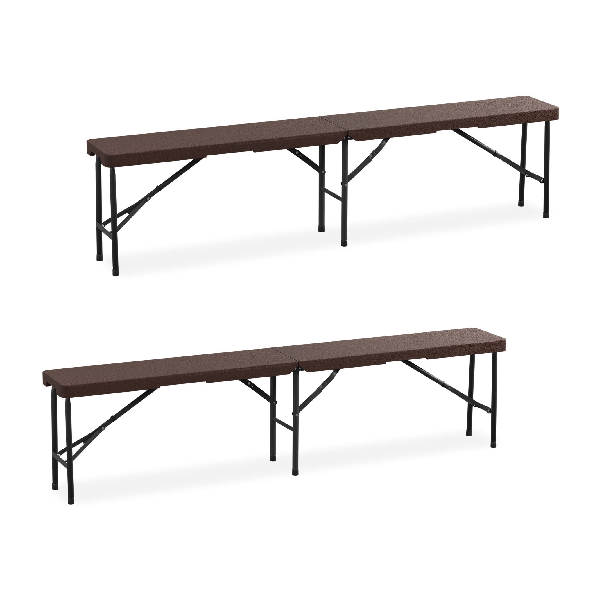 Bierbank 2er-Set 180cm Braun-Schwarz von Relaxdays