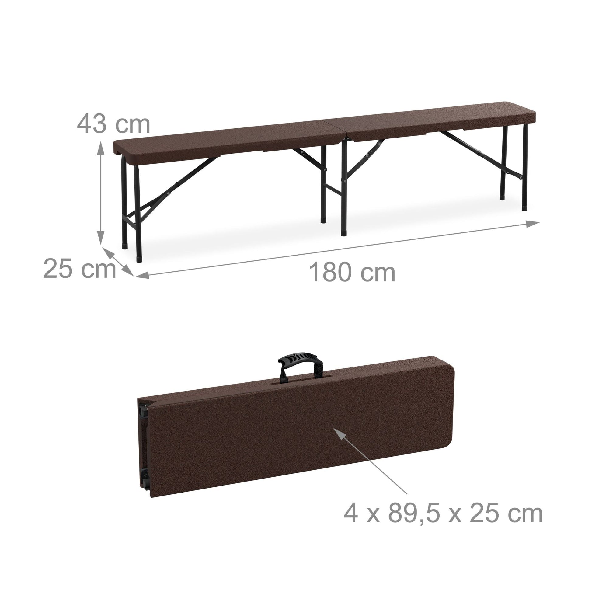 Bierbank 2er-Set 180cm Braun-Schwarz von Relaxdays