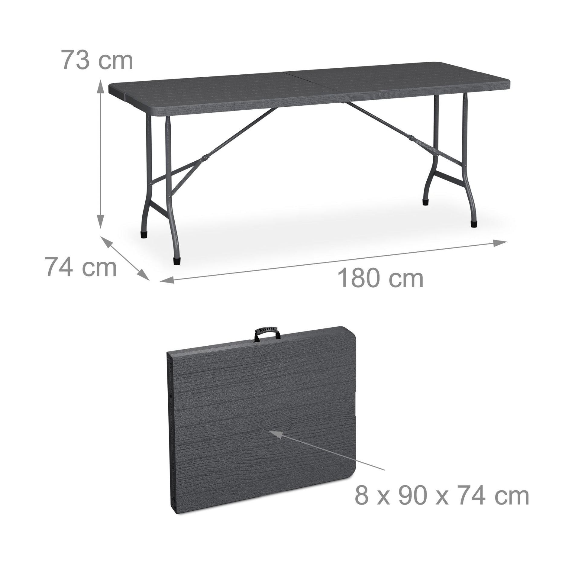 Gartentisch klappbar Schwarz-Grau von Relaxdays