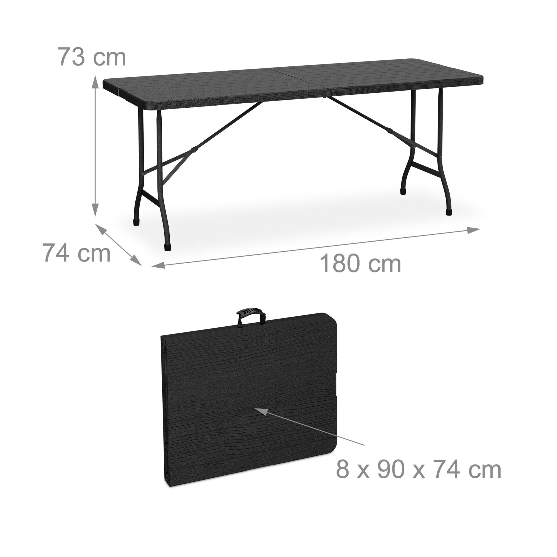 Gartentisch klappbar Schwarz von Relaxdays