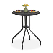 Runder Gartentisch in Rattanoptik Schwarz von Relaxdays