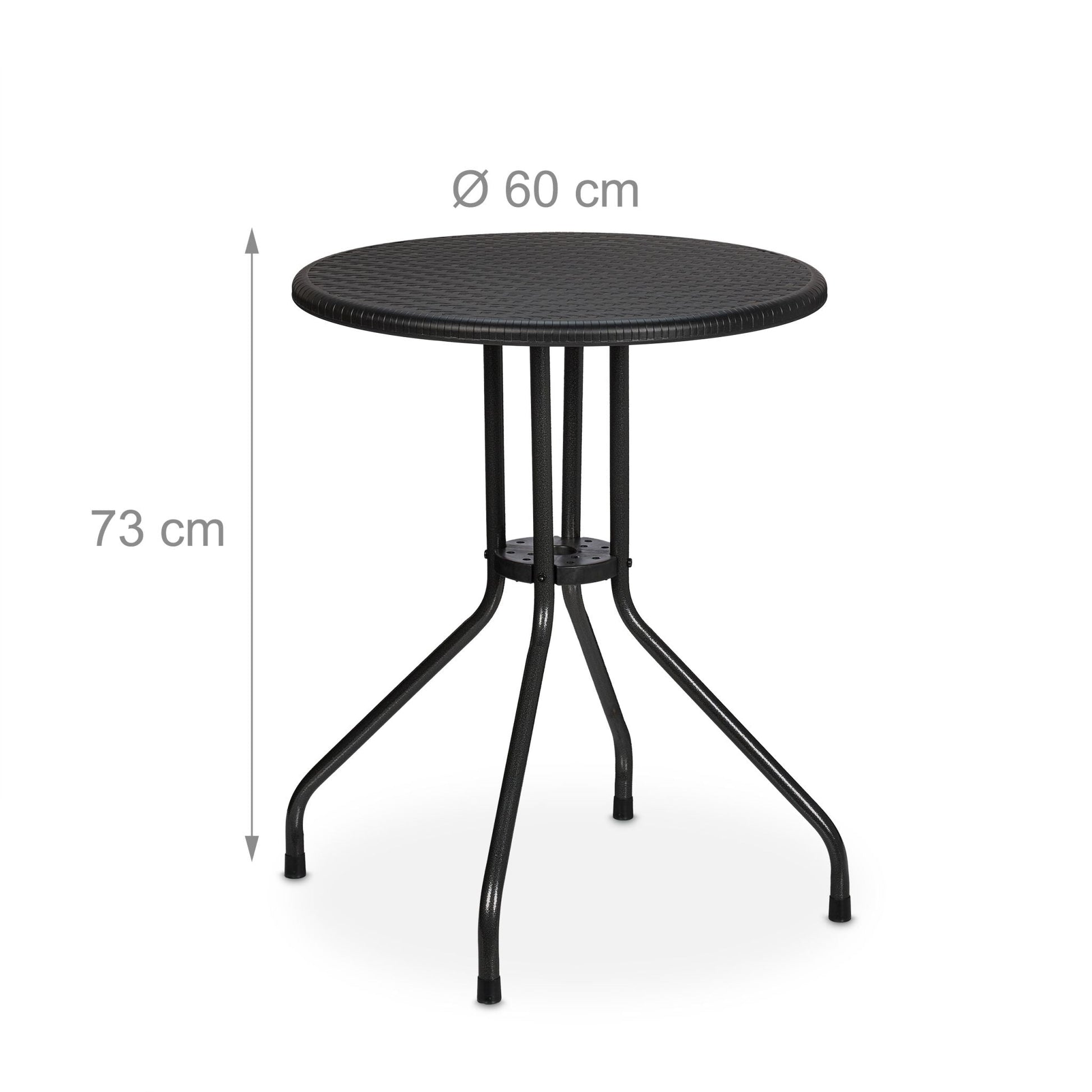 Runder Gartentisch in Rattanoptik Schwarz von Relaxdays