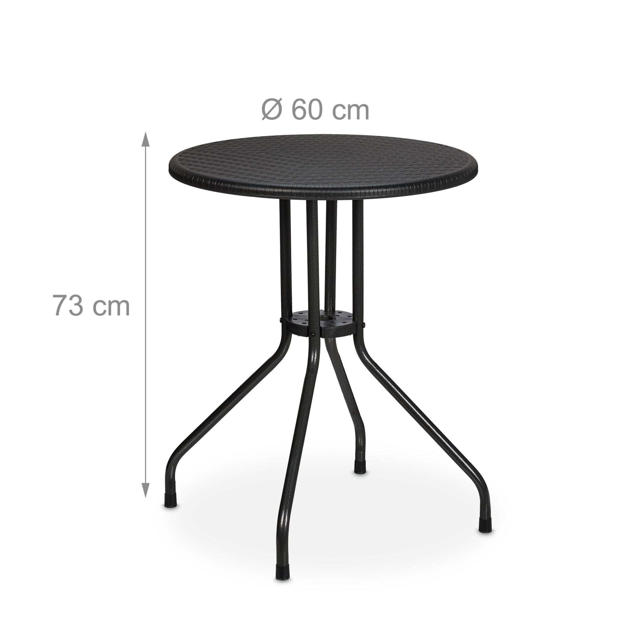 Runder Gartentisch in Rattanoptik Schwarz von Relaxdays