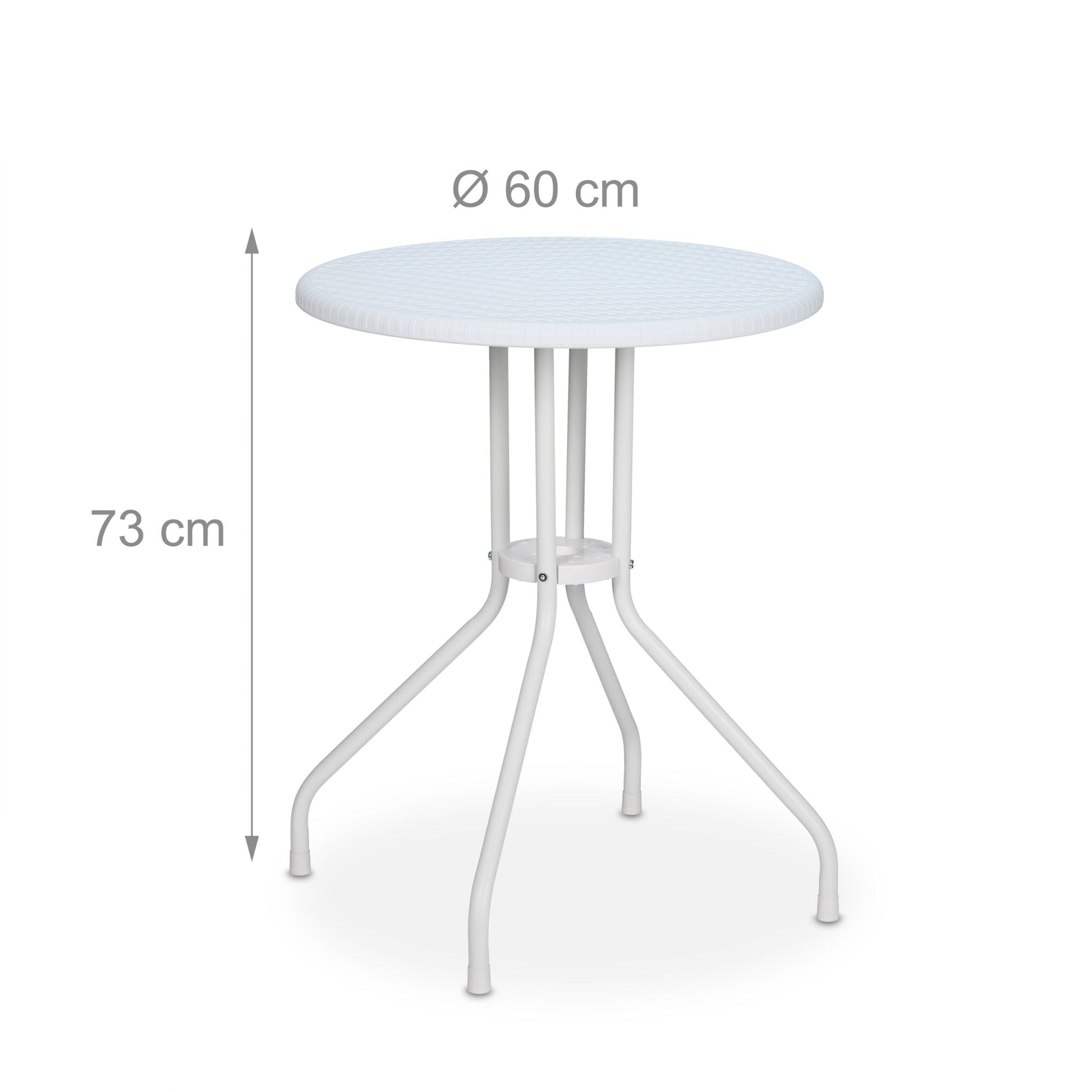 Runder Gartentisch in Rattanoptik Weiss von Relaxdays
