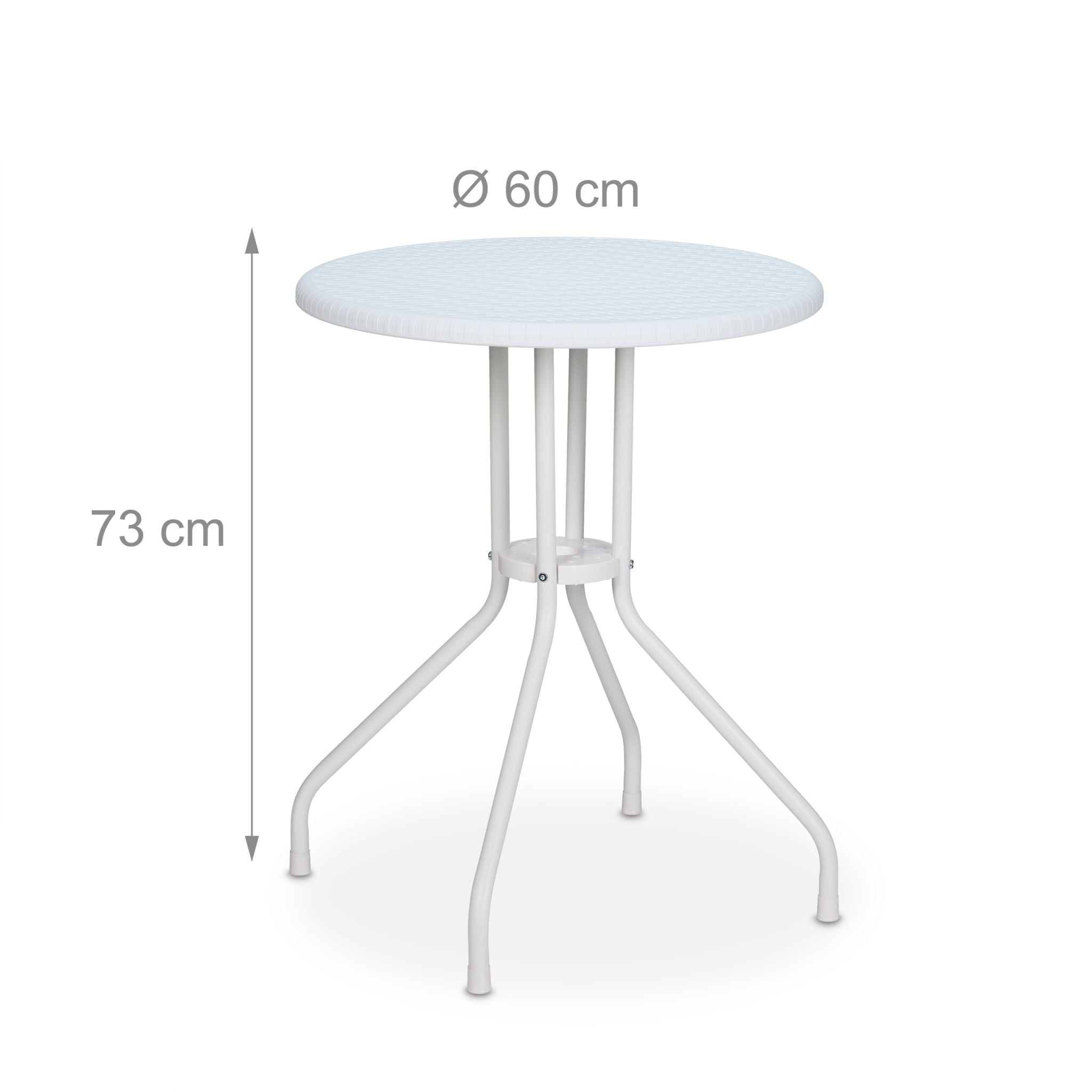 Runder Gartentisch in Rattanoptik Weiss von Relaxdays