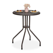 Runder Gartentisch in Rattanoptik Braun-Schwarz von Relaxdays