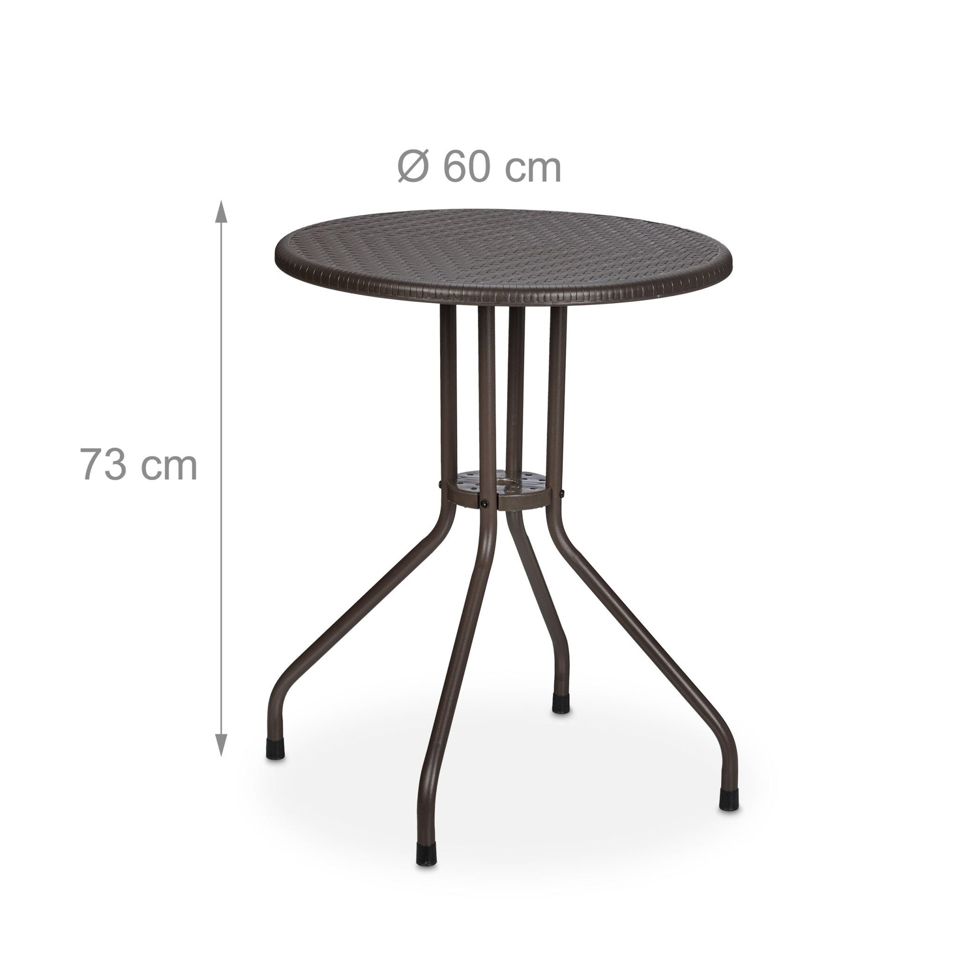 Runder Gartentisch in Rattanoptik Braun-Schwarz von Relaxdays