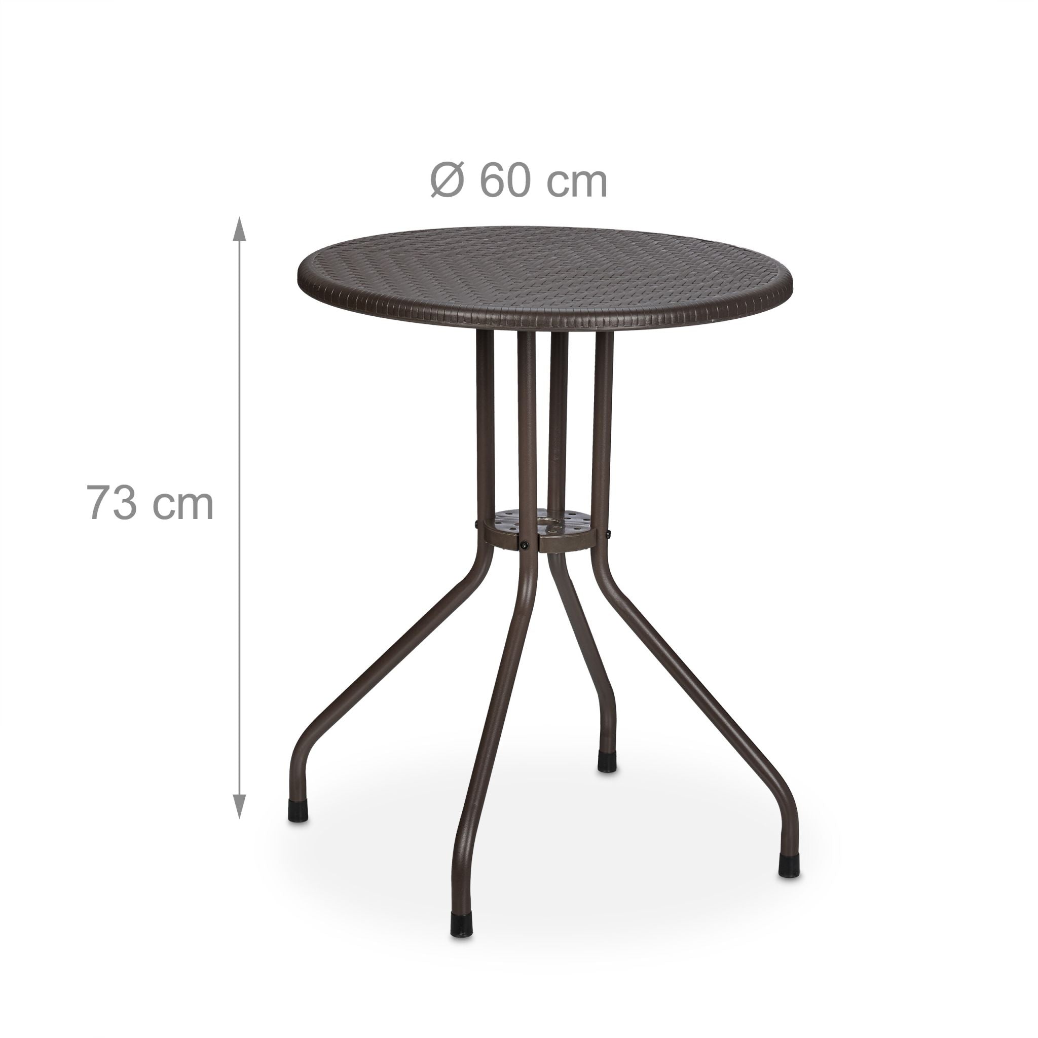 Runder Gartentisch in Rattanoptik Braun-Schwarz von Relaxdays