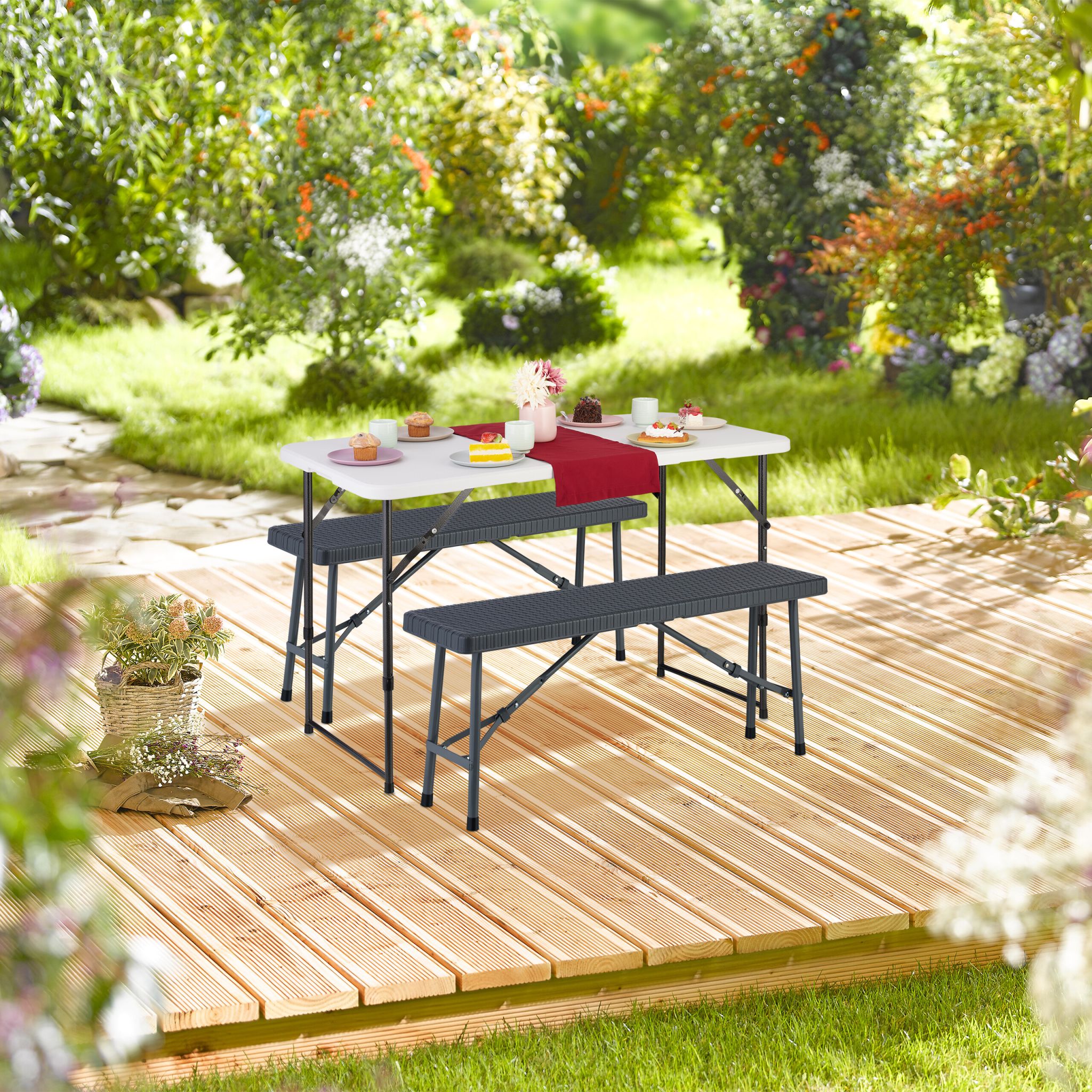 Bierbank 102cm 2er-Set Grau von Relaxdays