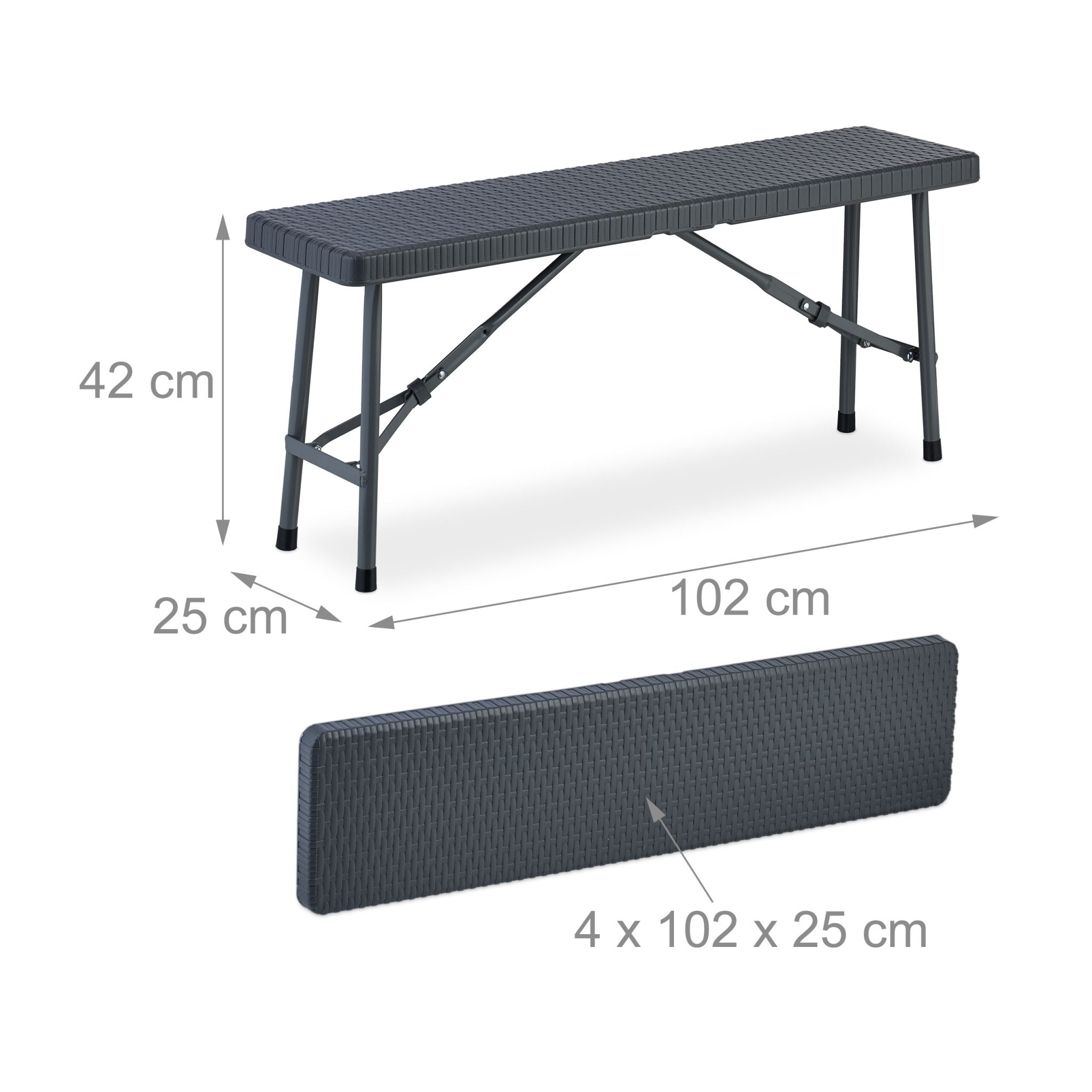 Bierbank 102cm 2er-Set Grau von Relaxdays
