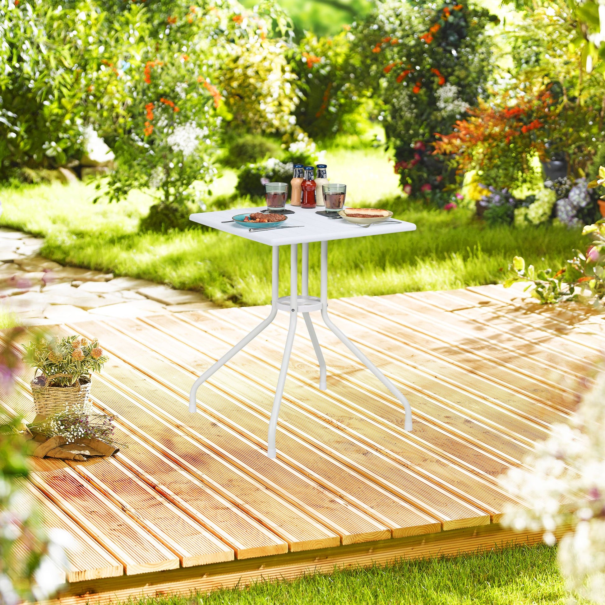Gartentisch in weisser Holzoptik Weiss von Relaxdays