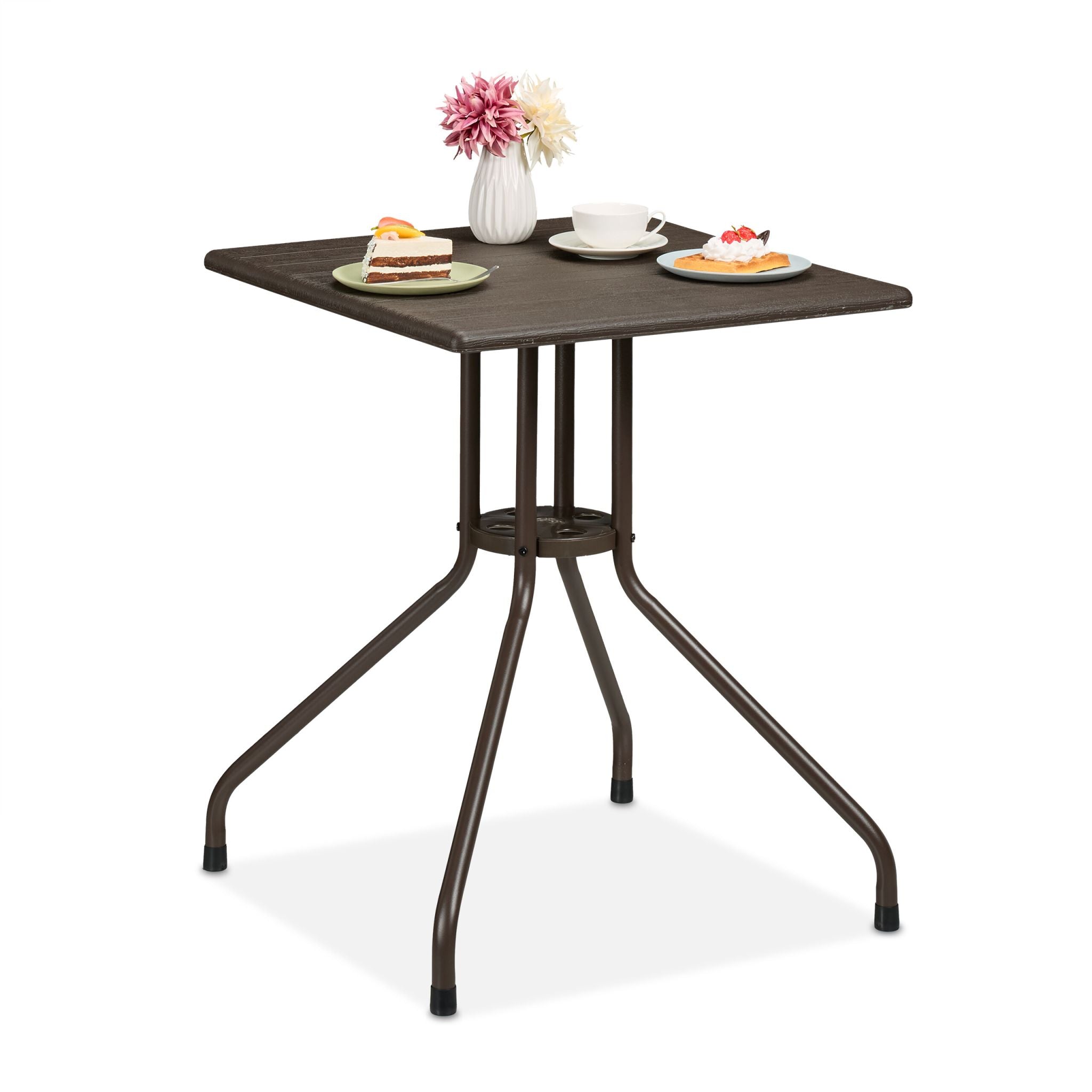 Gartentisch in brauner Holz-Optik Braun