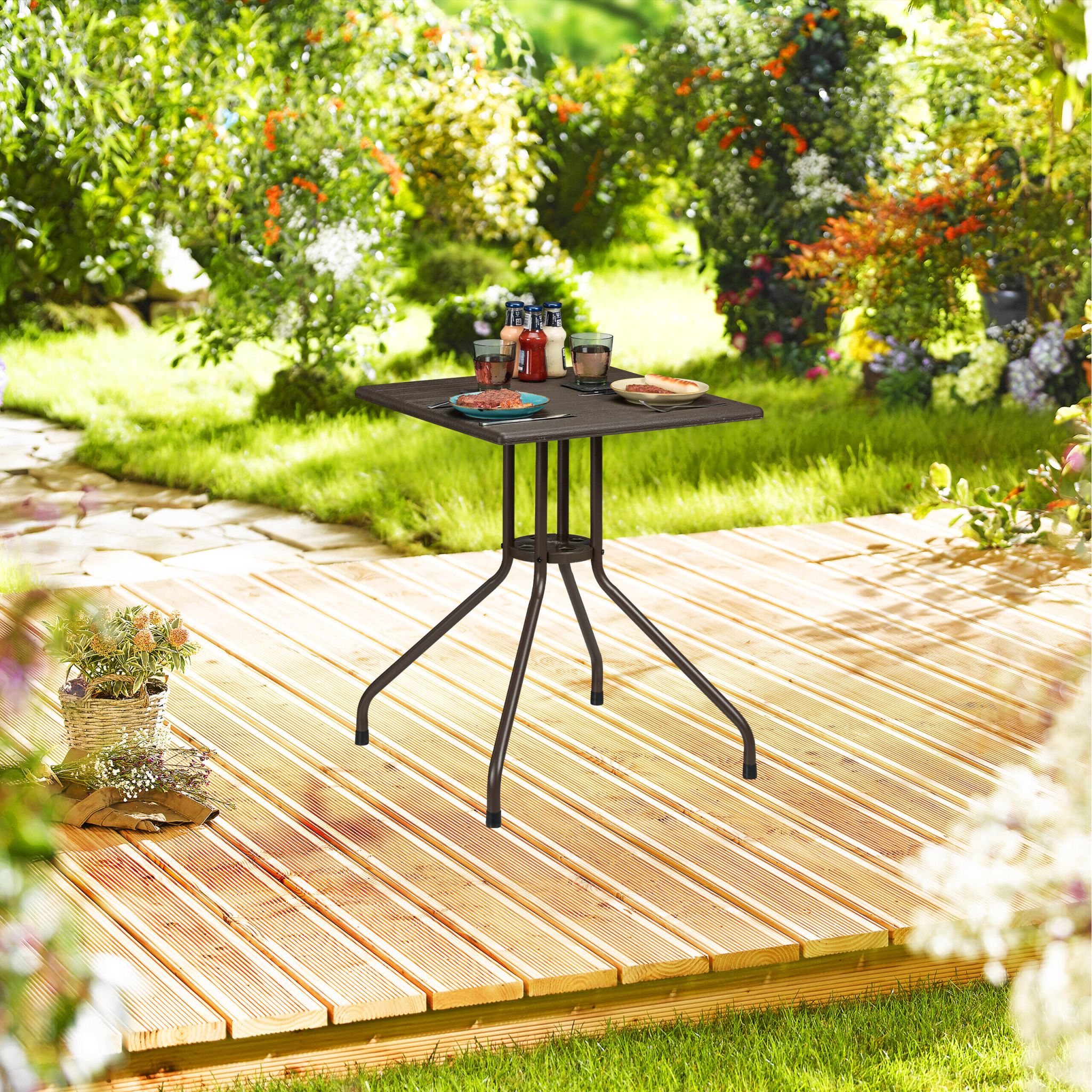 Gartentisch in brauner Holz-Optik Braun
