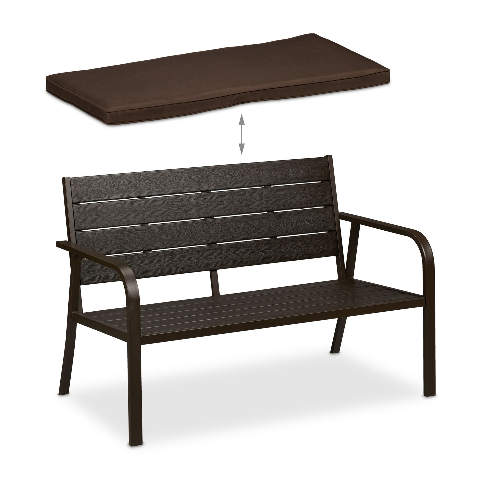 Gartenbank mit Sitzauflage Braun von Relaxdays