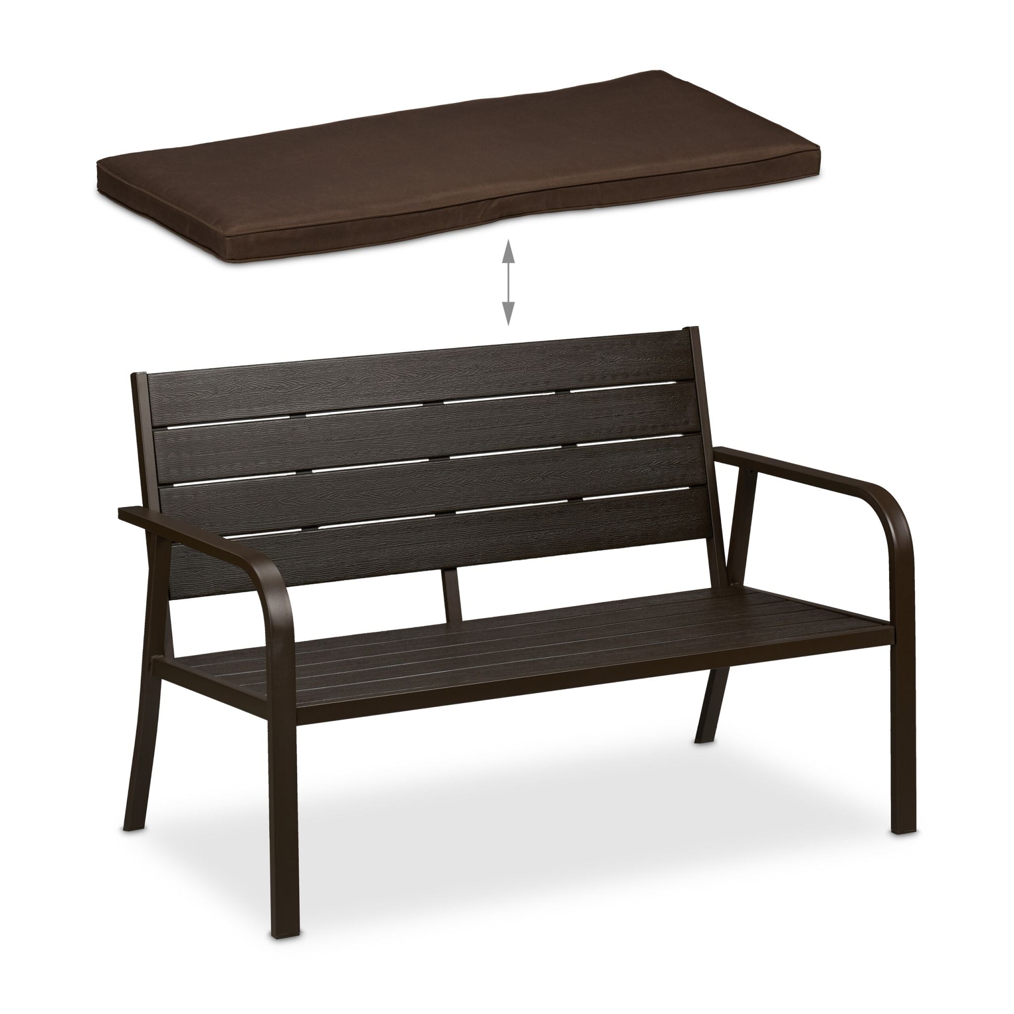 Gartenbank mit Sitzauflage Braun von Relaxdays