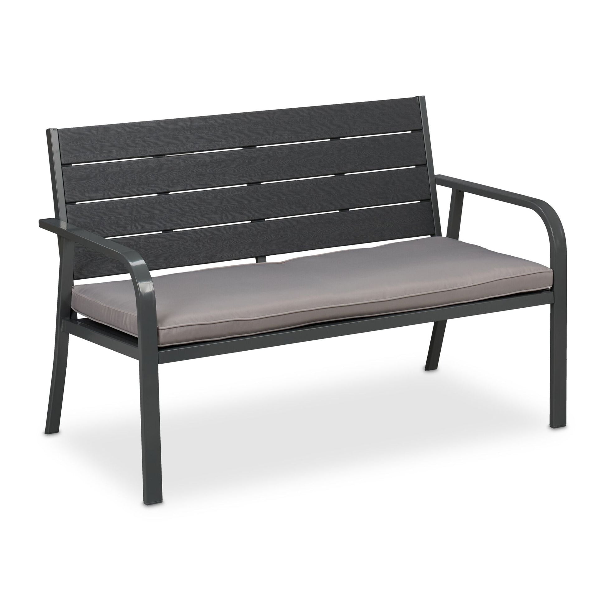 Gartenbank mit Sitzauflage Anthrazit-Grau von Relaxdays