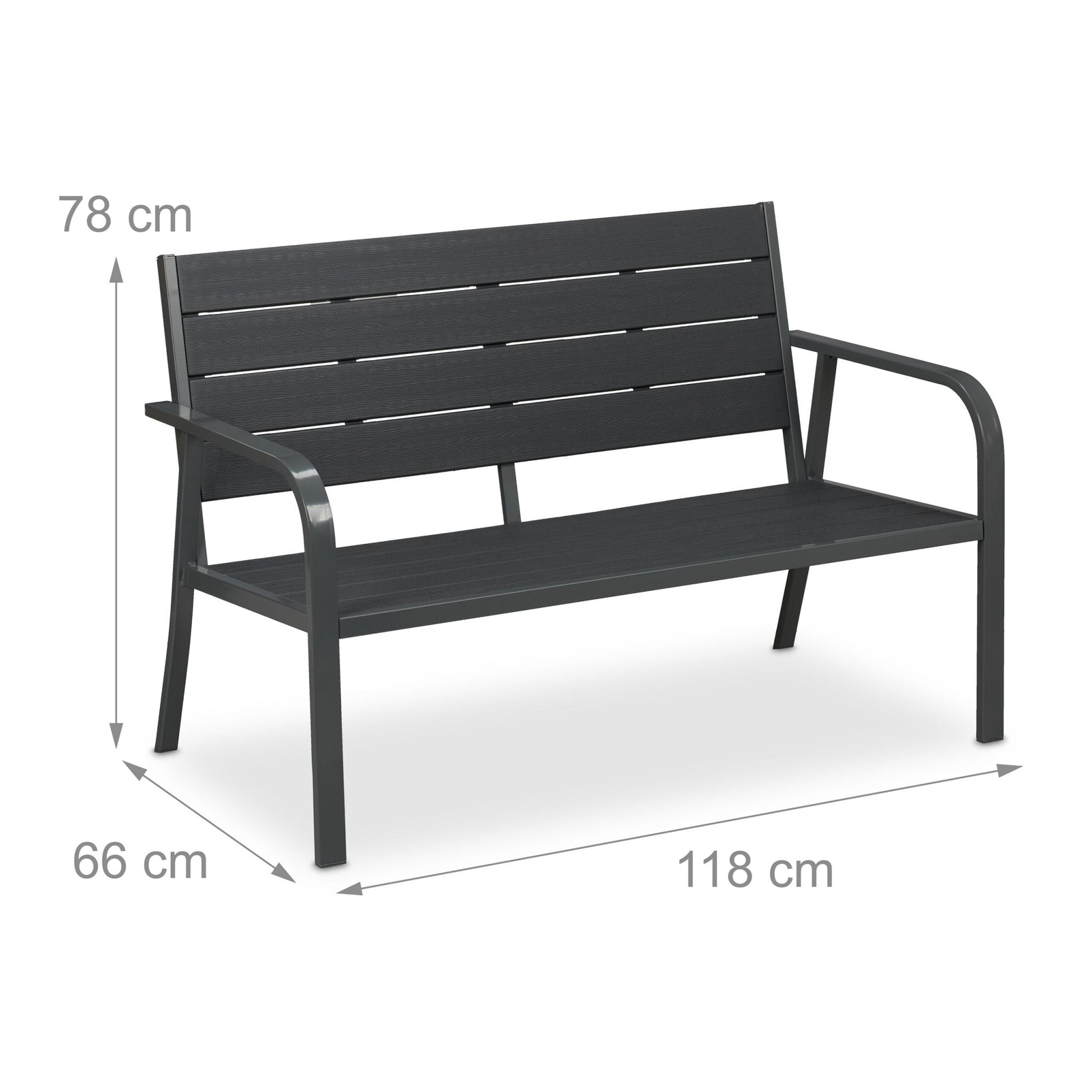 Gartenbank mit Sitzauflage Anthrazit-Grau von Relaxdays