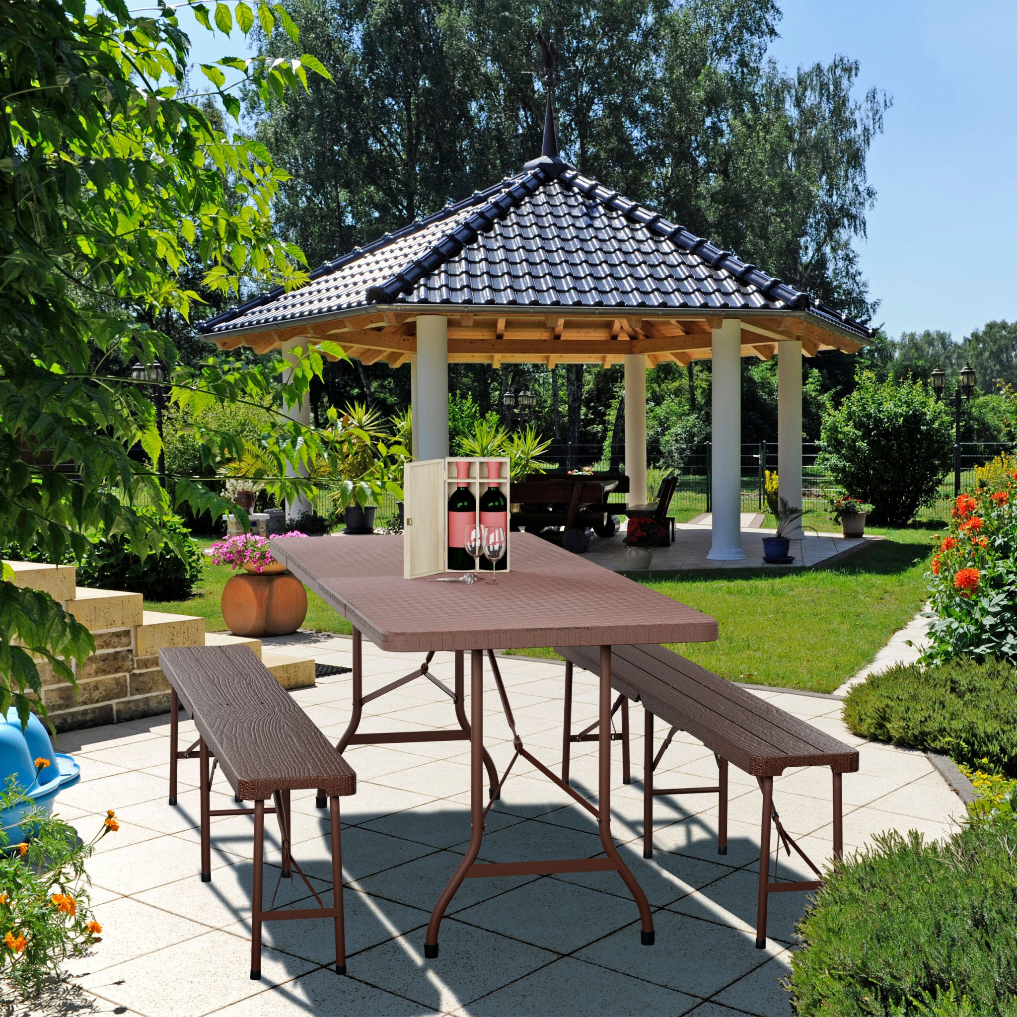 Gartentisch klappbar Braun von Relaxdays