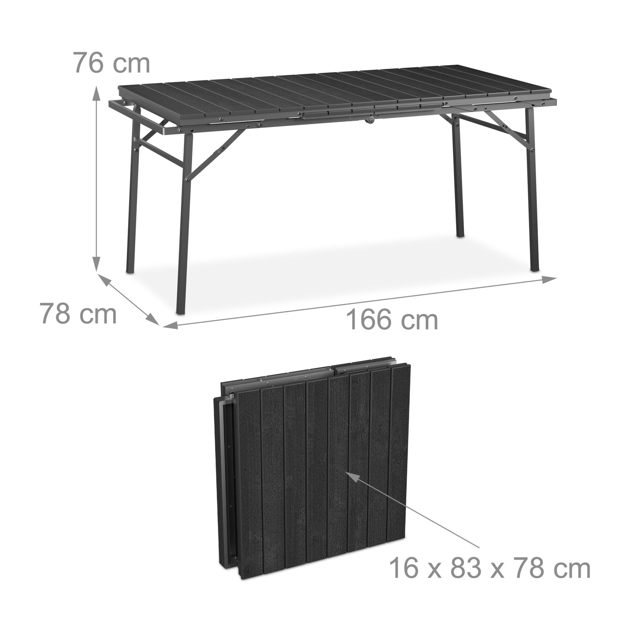 Gartentisch klappbar ziehbar Grau