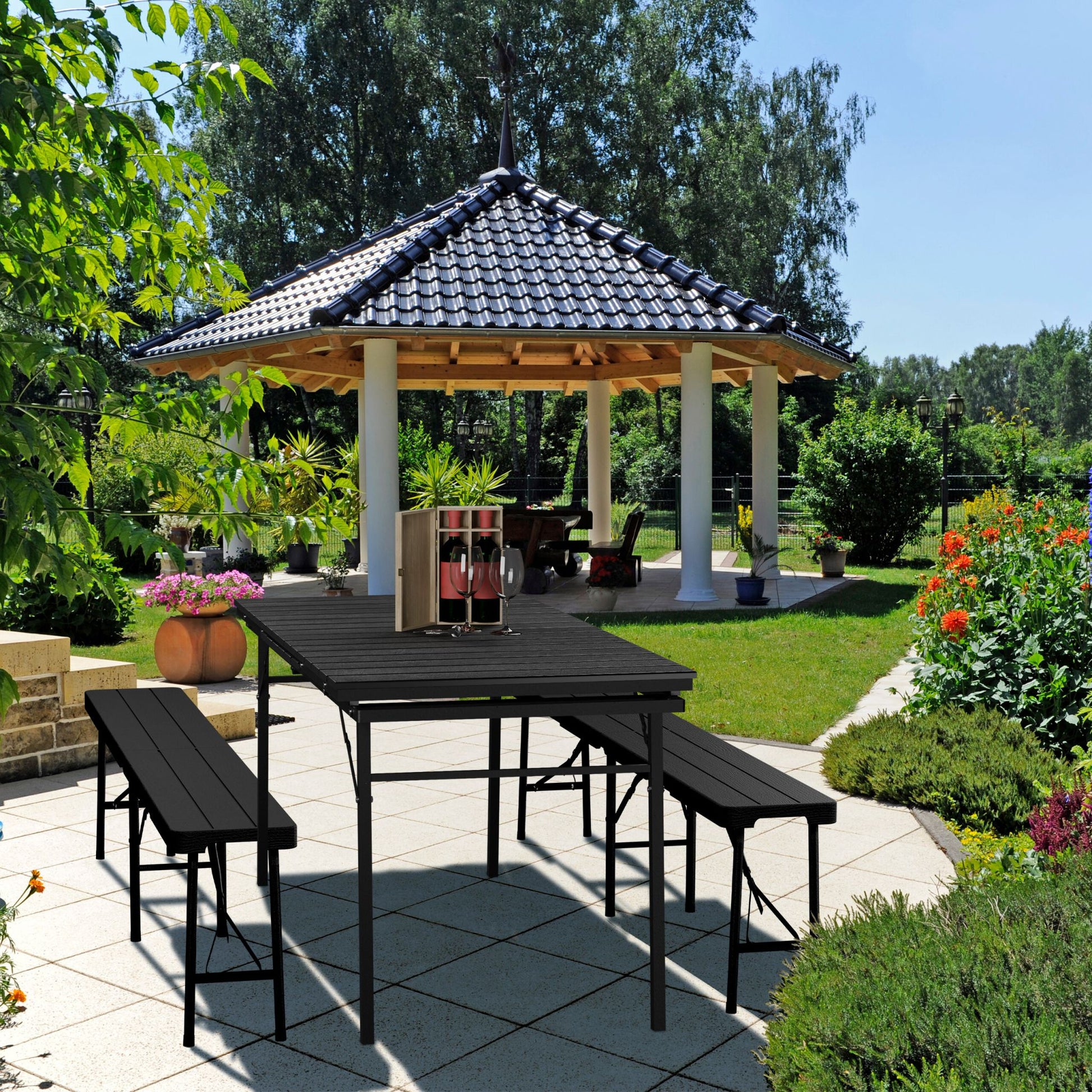 Gartentisch klappbar ziehbar Schwarz von guteszeug.ch
