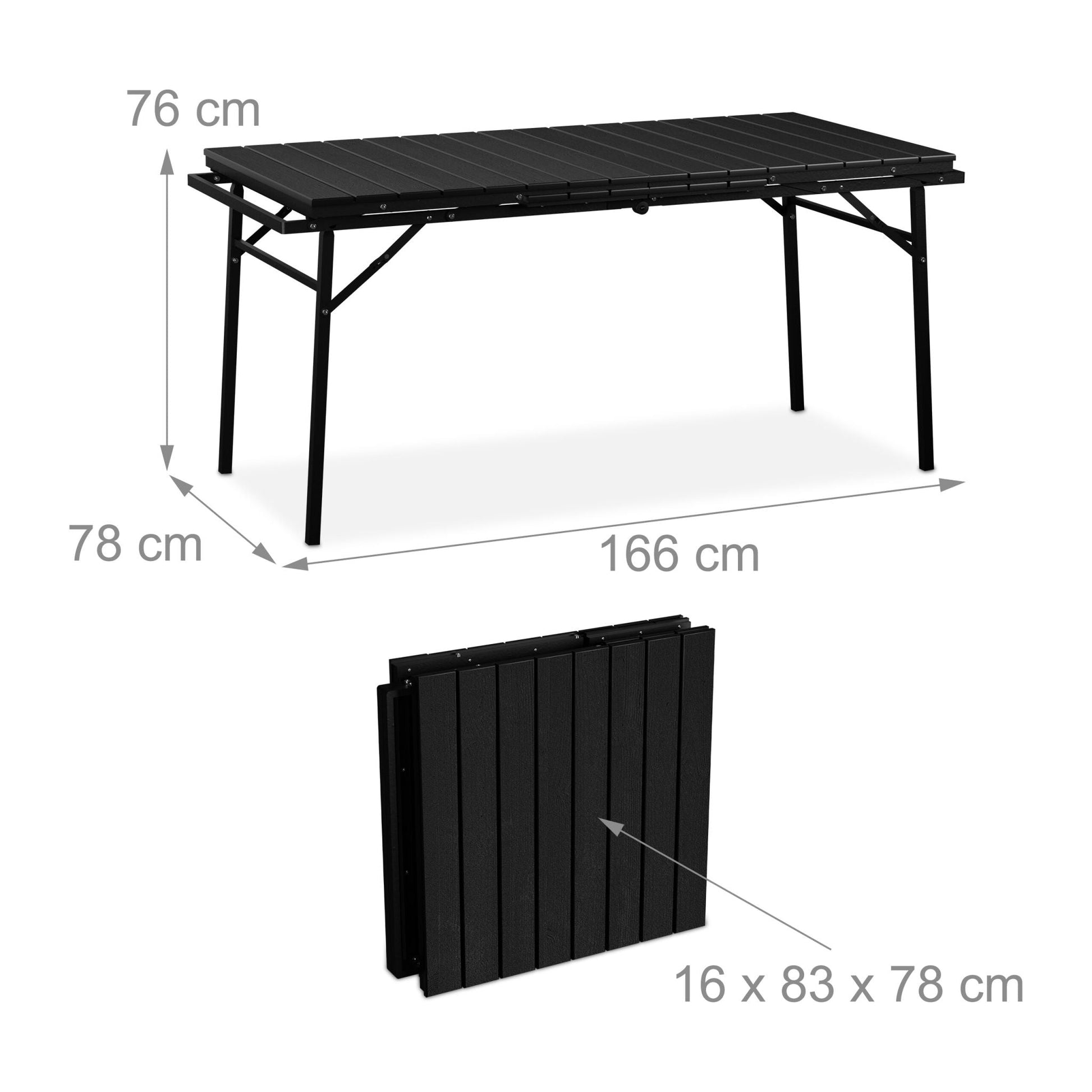 Gartentisch klappbar ziehbar Schwarz von guteszeug.ch