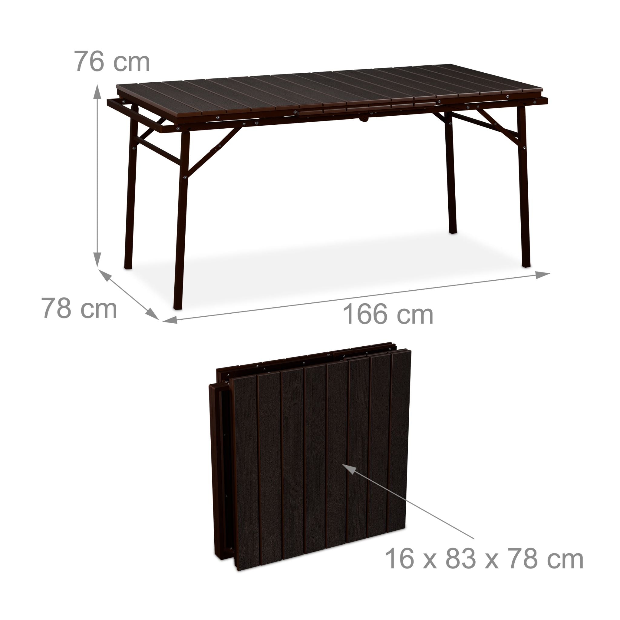 Gartentisch klappbar ziehbar Braun von guteszeug.ch