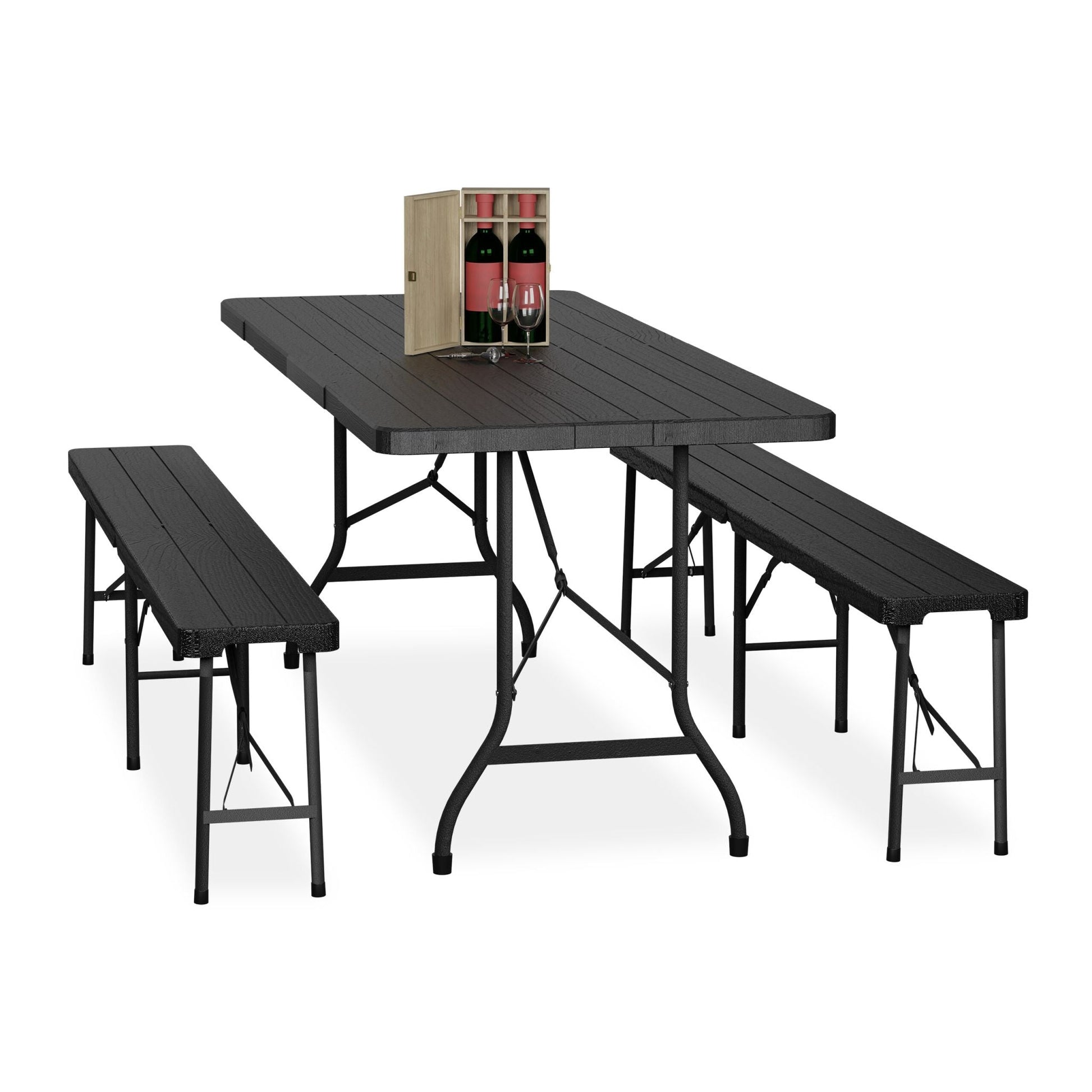 Bierzeltgarnitur klappbar 3-tlg. Schwarz von Relaxdays