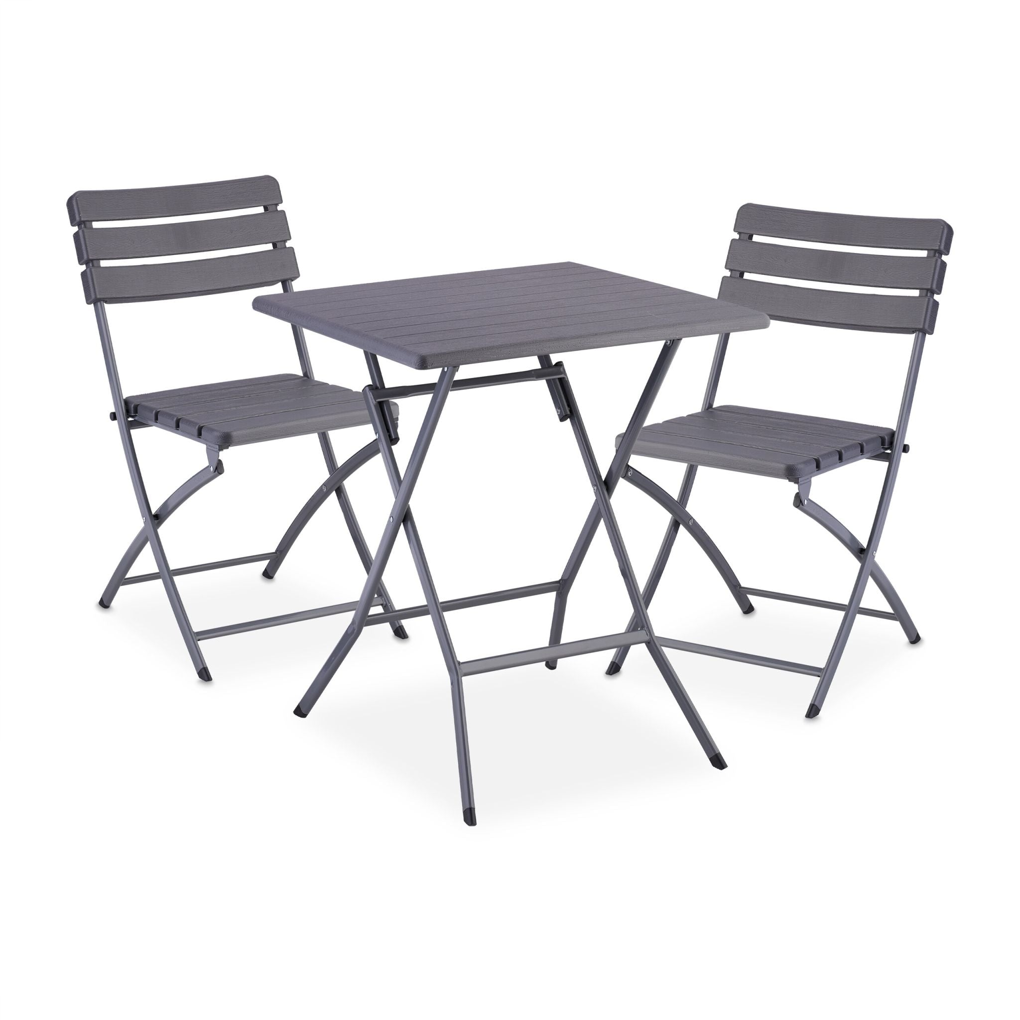 Balkonmöbel Set 3-teilig in Holzoptik Grau von Relaxdays