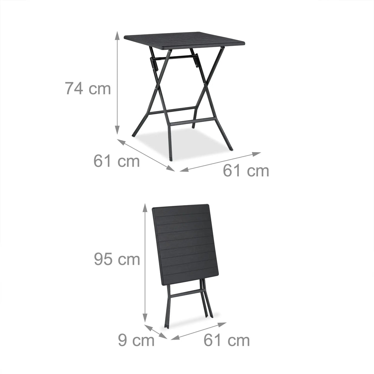 Balkonmöbel Set 3-teilig in Holzoptik Schwarz von Relaxdays