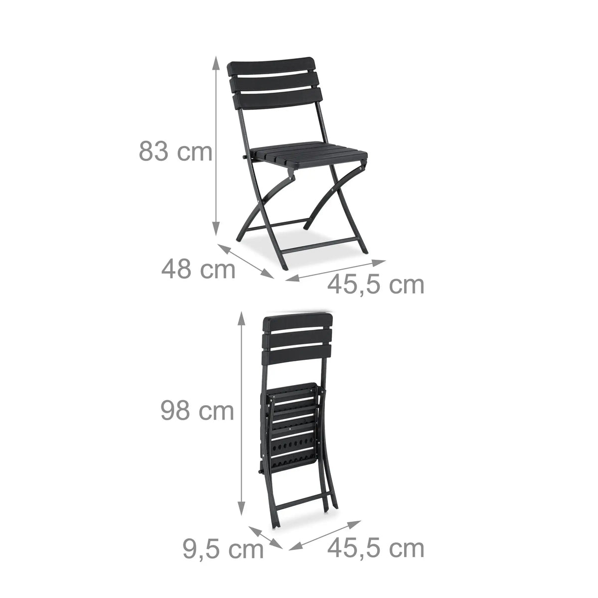 Balkonmöbel Set 3-teilig in Holzoptik Schwarz von Relaxdays