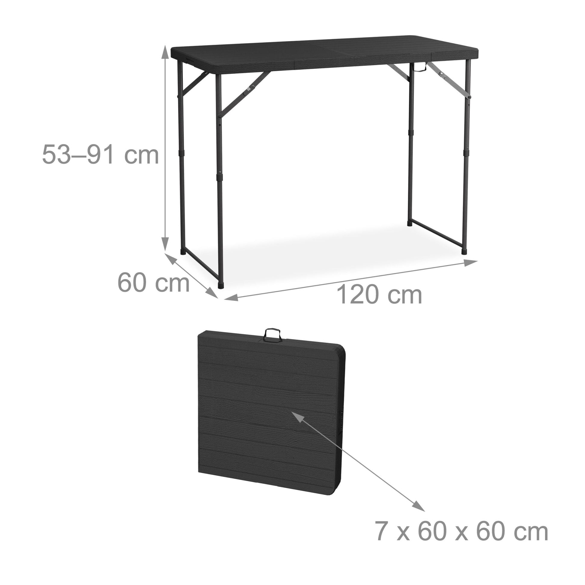Gartentisch klappbar höhenverstellbar Schwarz von guteszeug.ch