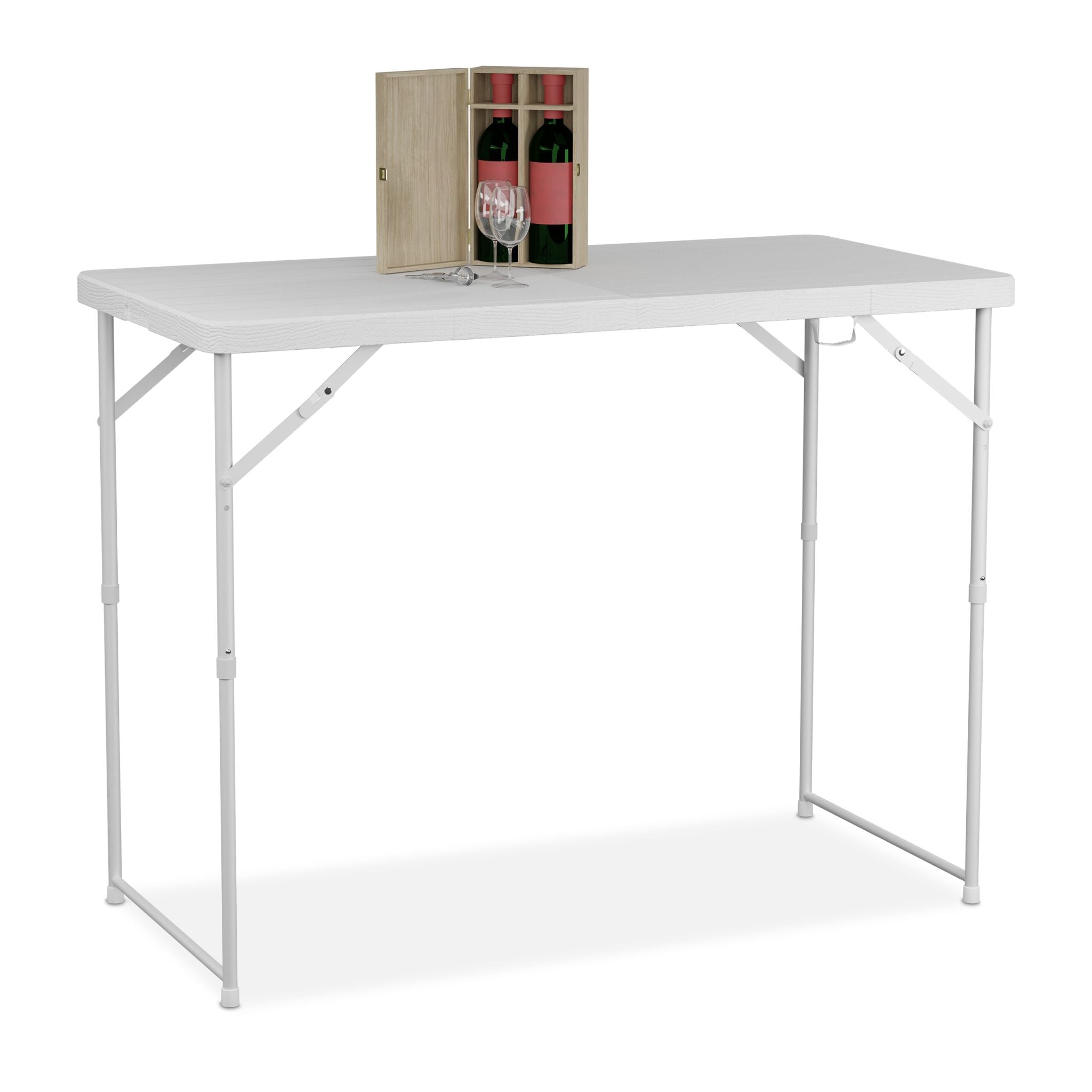 Gartentisch klappbar höhenverstellbar Weiss