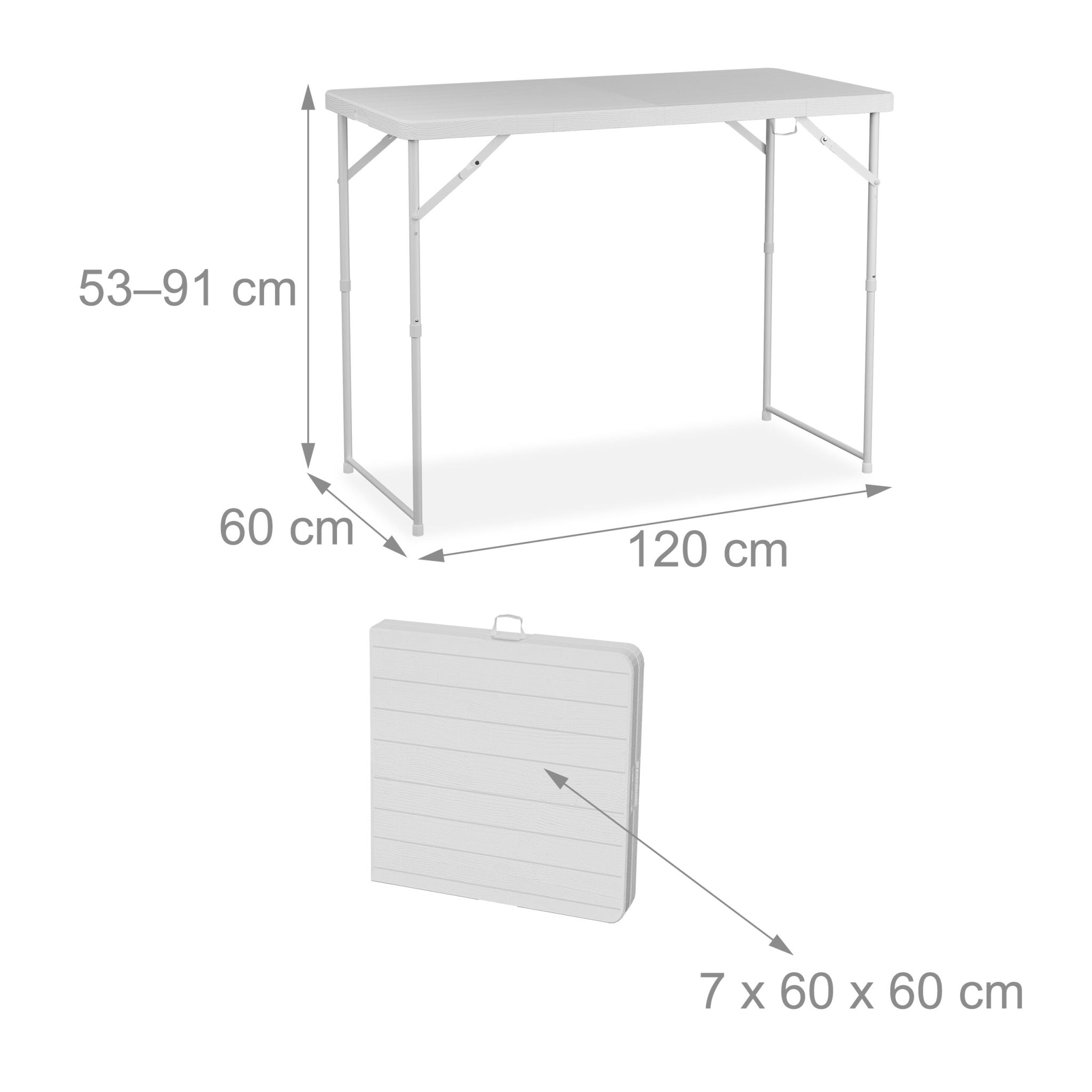 Gartentisch klappbar höhenverstellbar Weiss