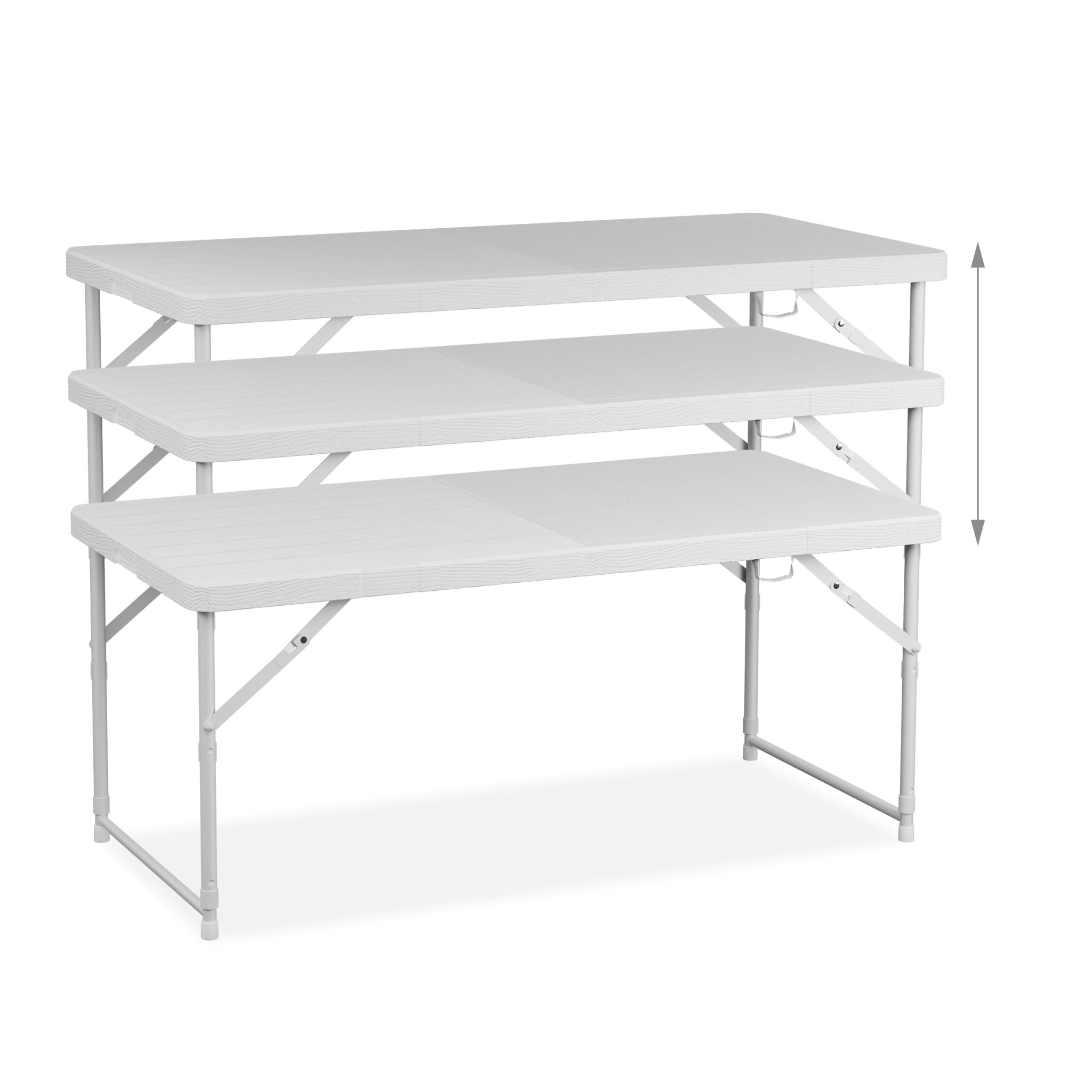 Gartentisch klappbar höhenverstellbar Weiss